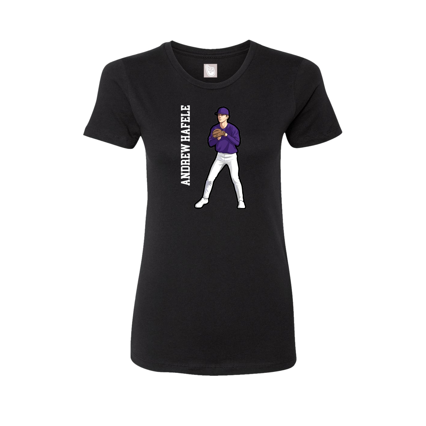 Fitted Women's Tee — Name Vertical in Black