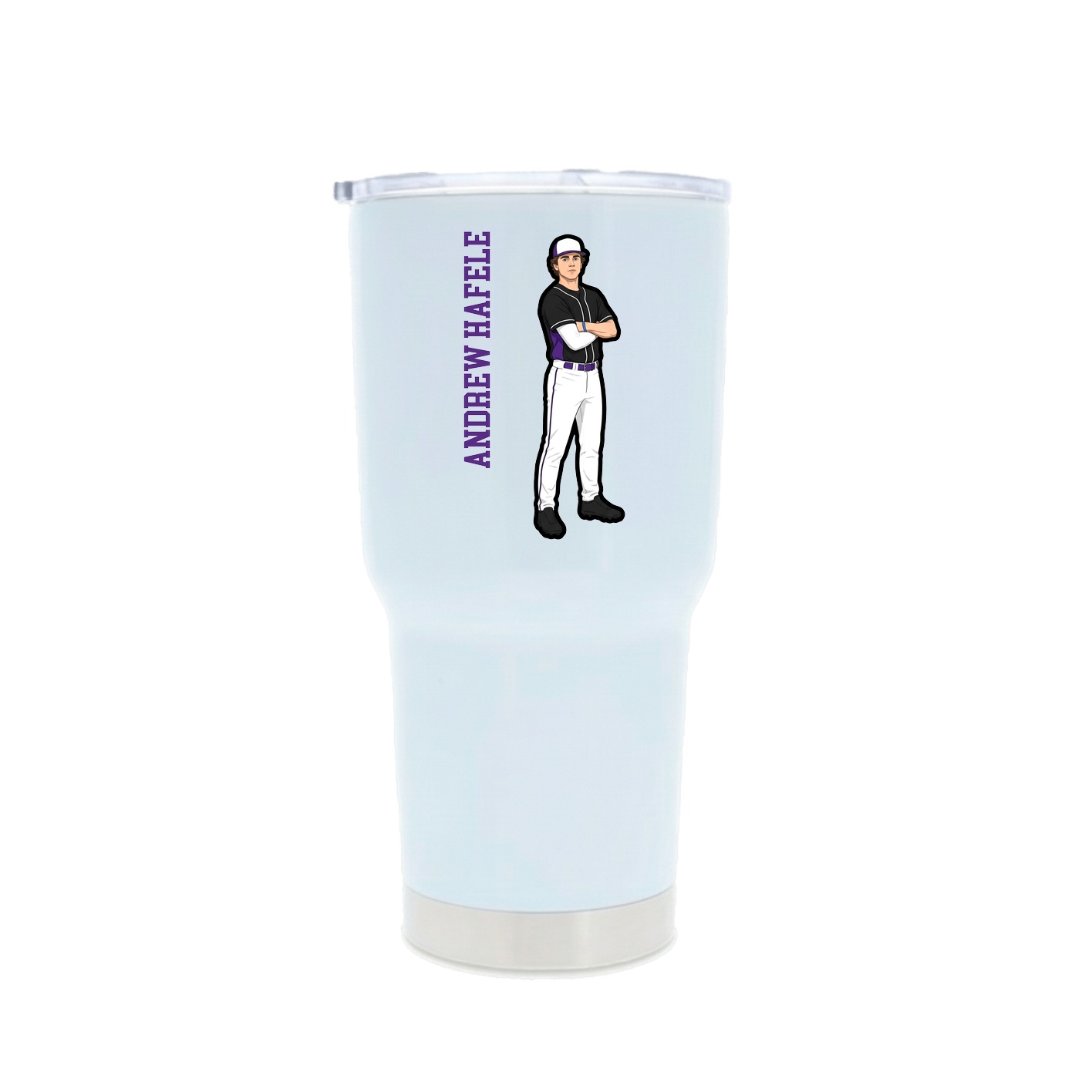 30oz Stainless Steel Tumbler — Name Vertical in White