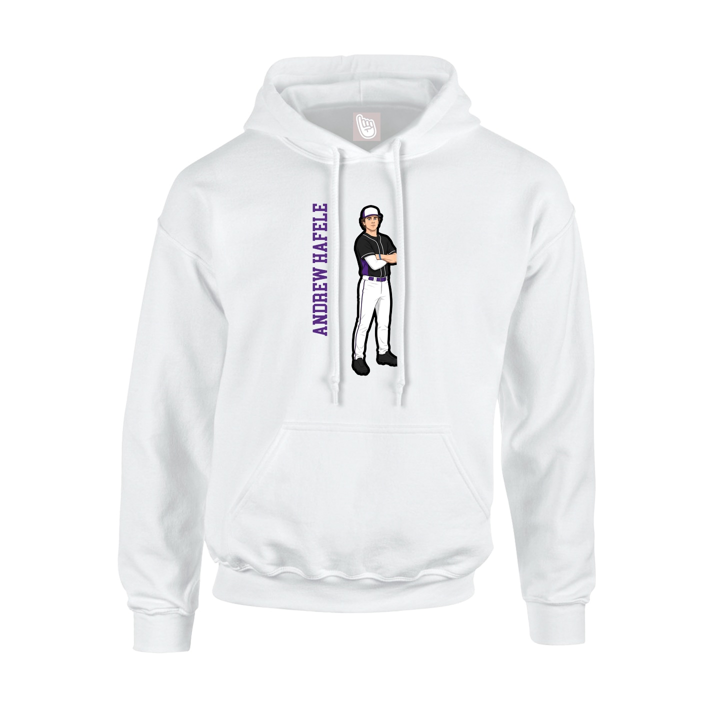 Youth Hoodie — Name Vertical in White