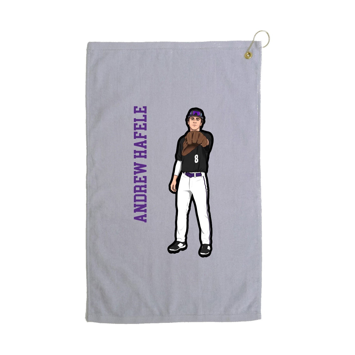 Golf Towel — Name Vertical in Grey