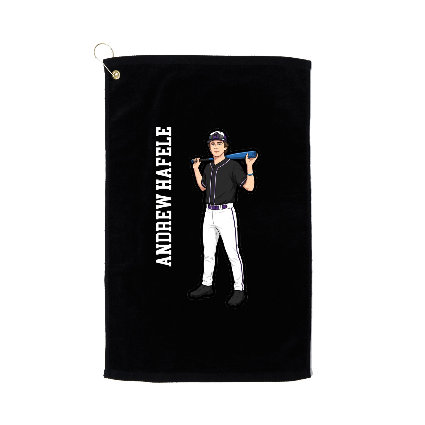 Golf Towel — Name Vertical in Black