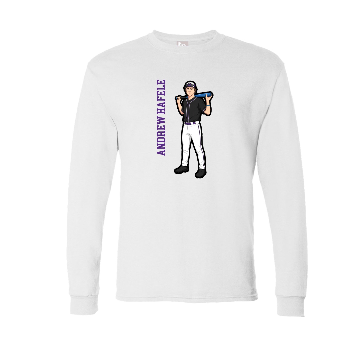 Long Sleeve Tee — Name Vertical in White