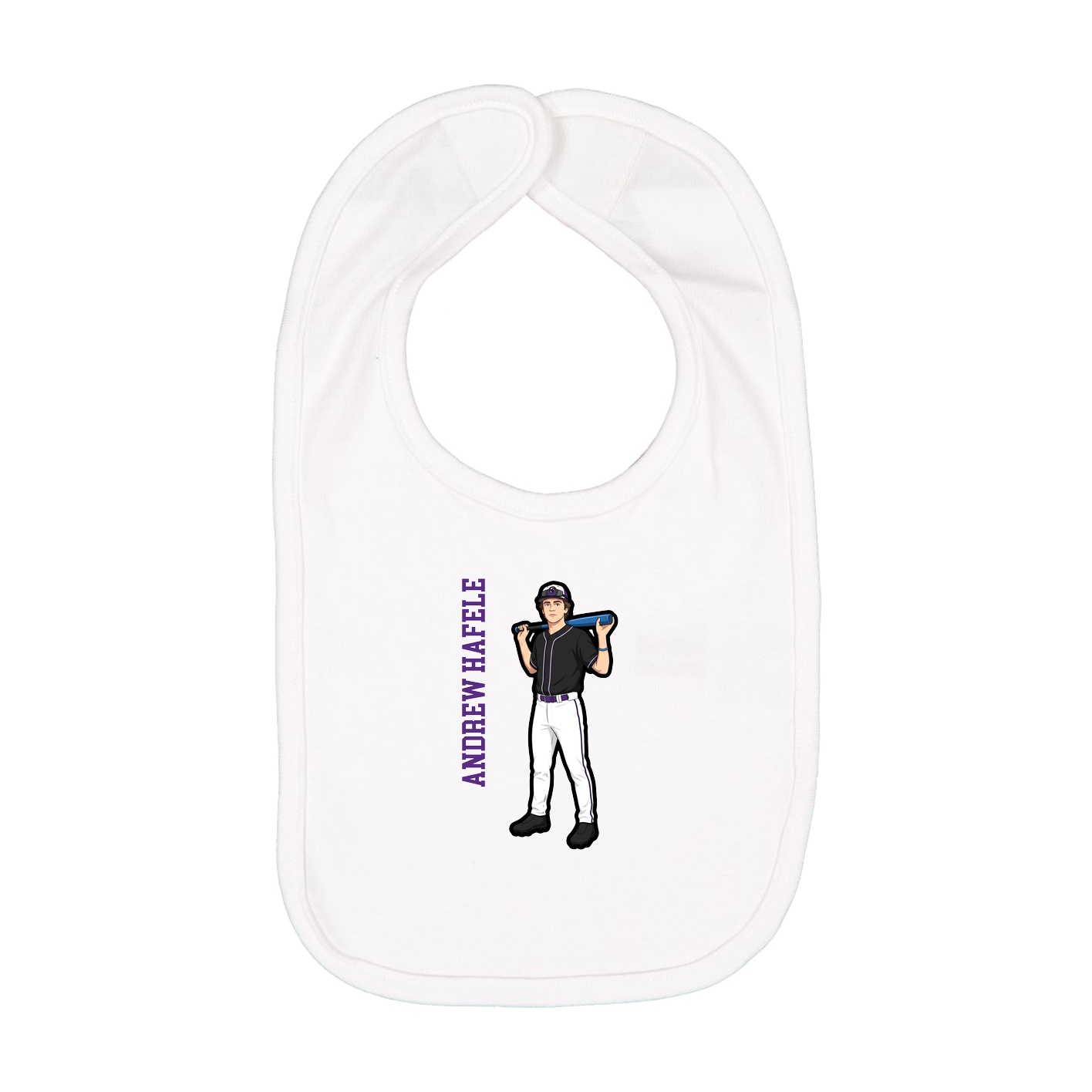 Infant Bib — Name Vertical in White