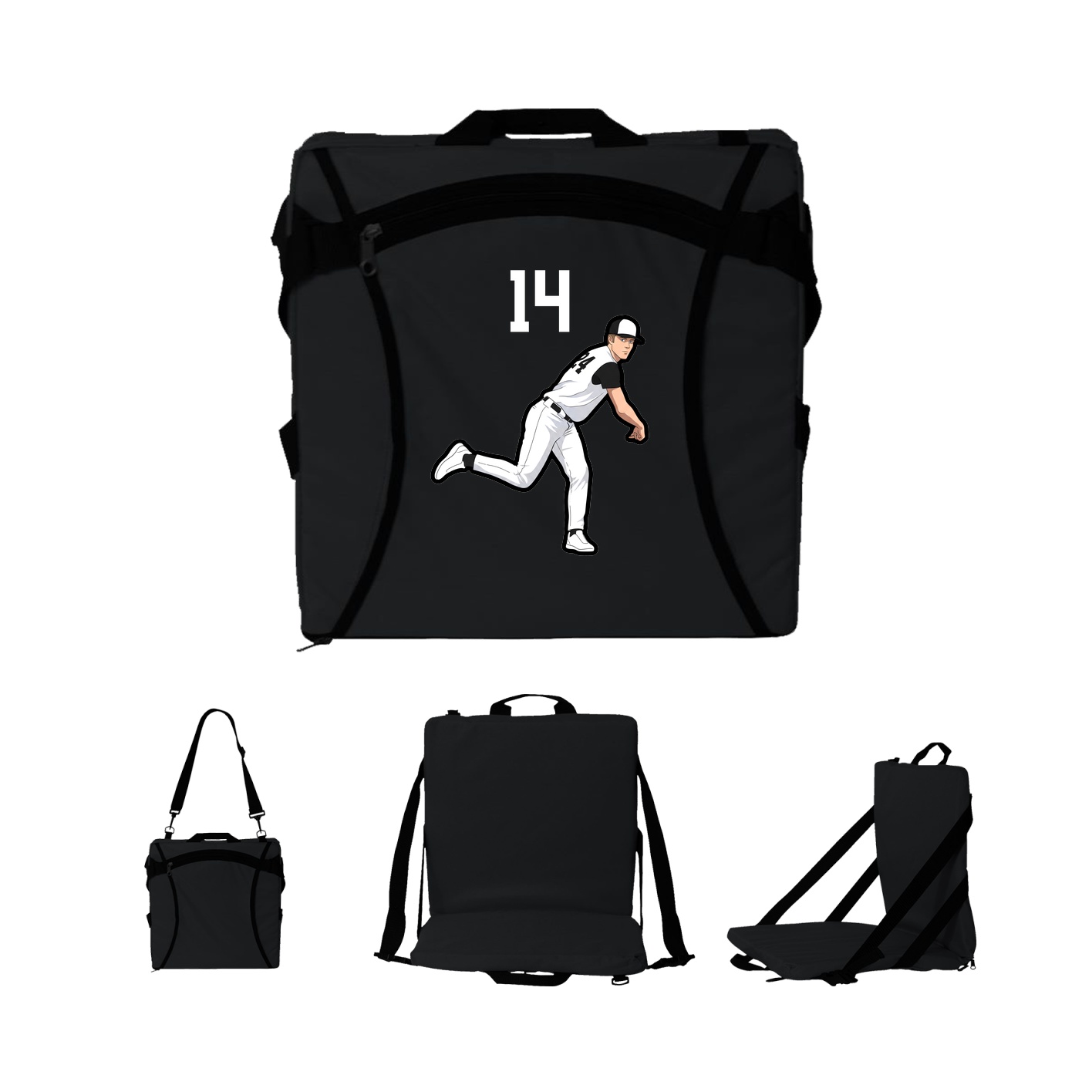 Folding Stadium Seat — Number Top in Black