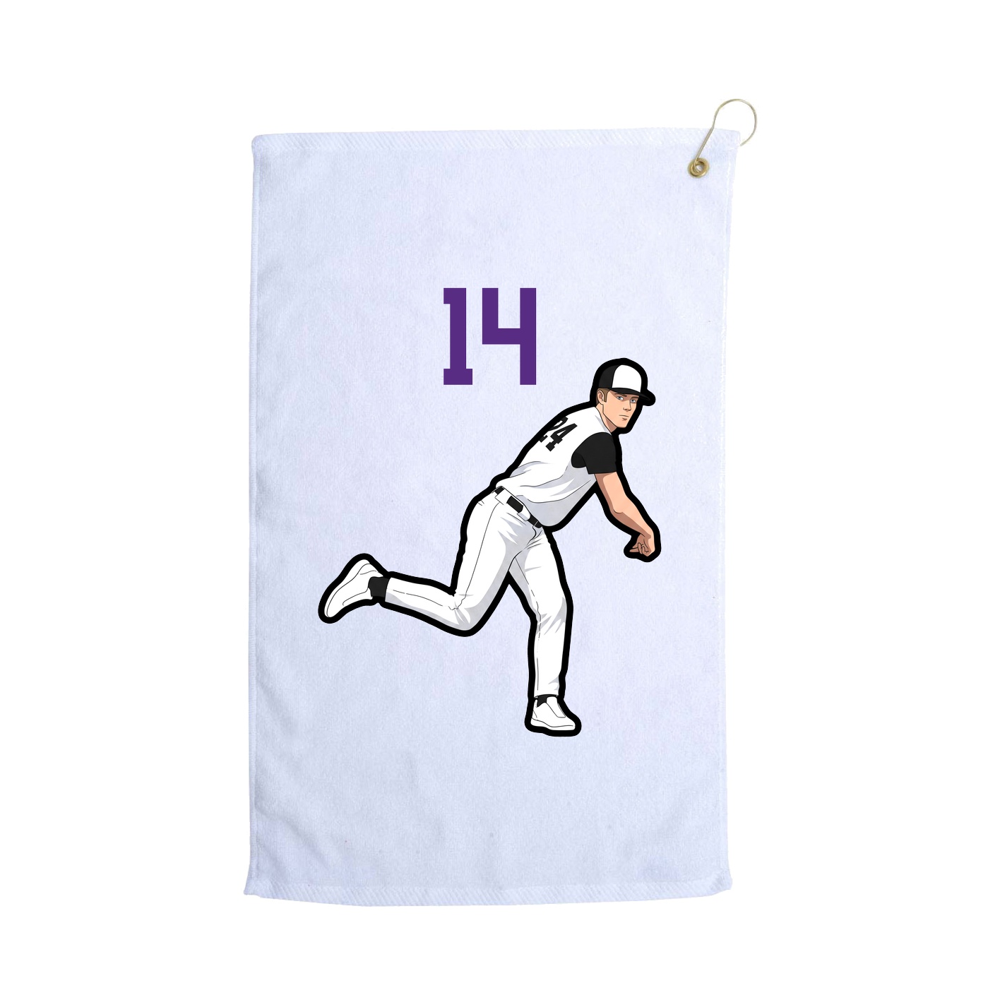 Golf Towel — Number Top in White