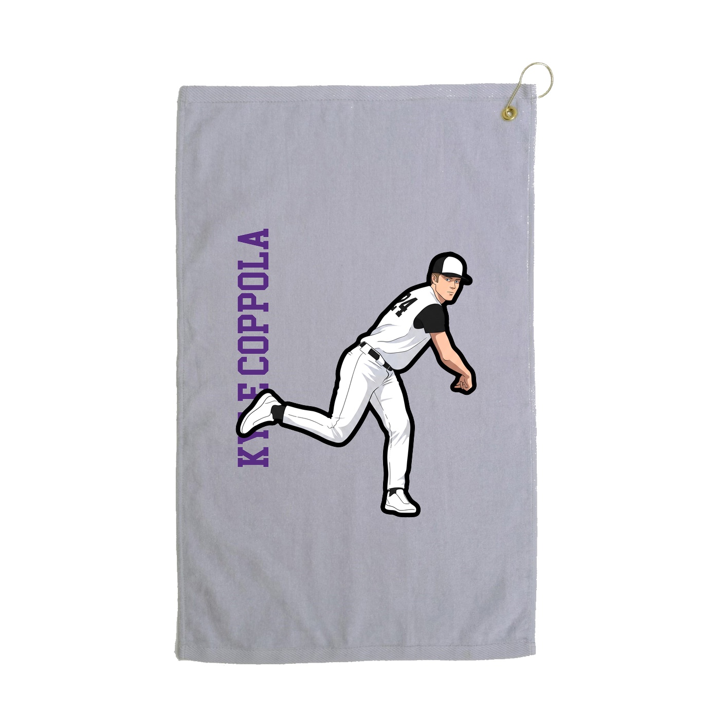 Golf Towel — Name Vertical in Grey