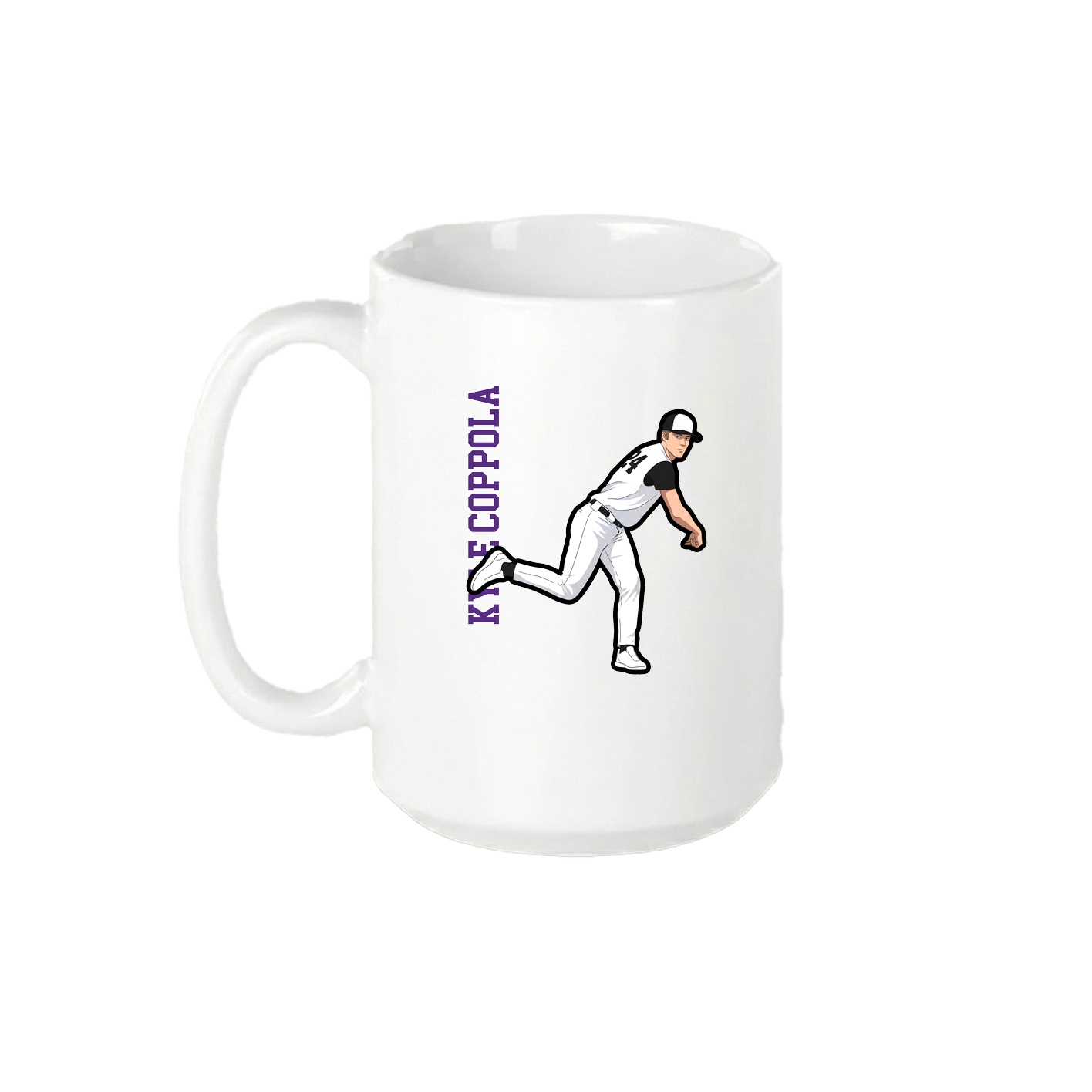 15oz Coffee Mug — Name Vertical in White