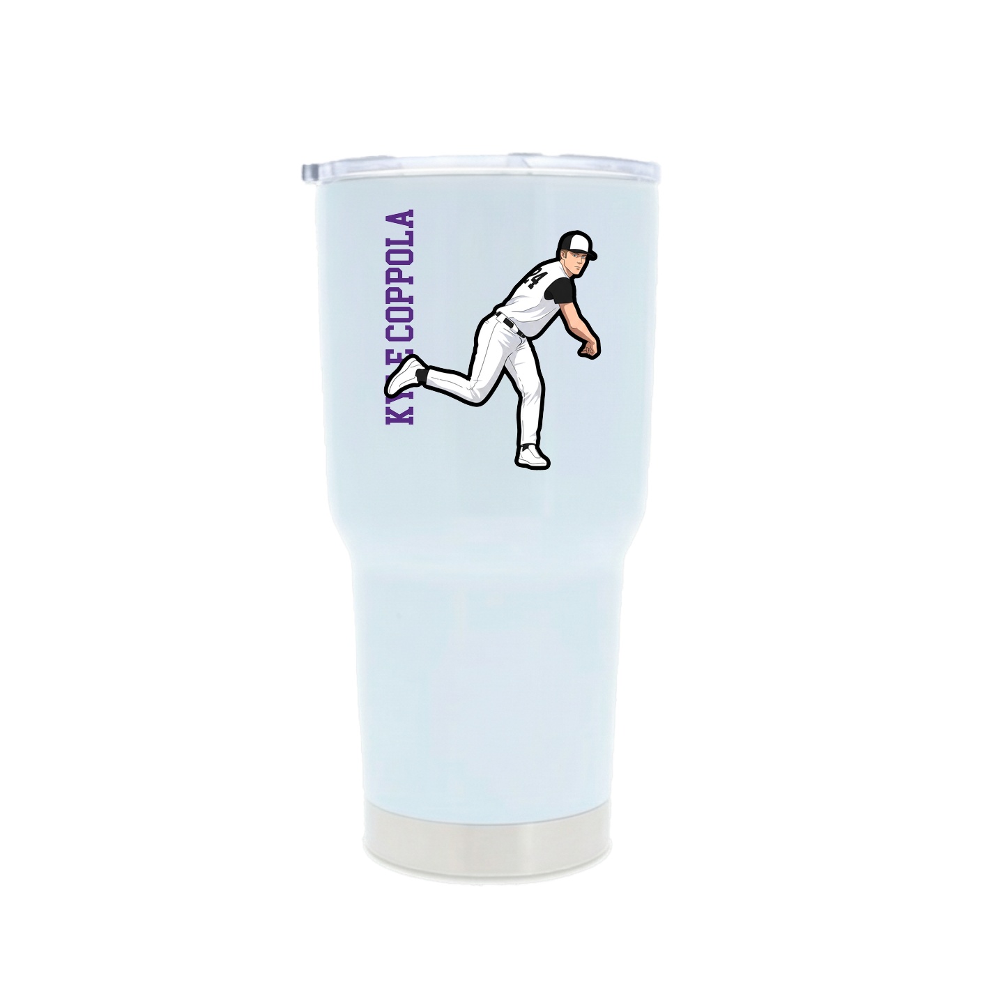 30oz Stainless Steel Tumbler — Name Vertical in White