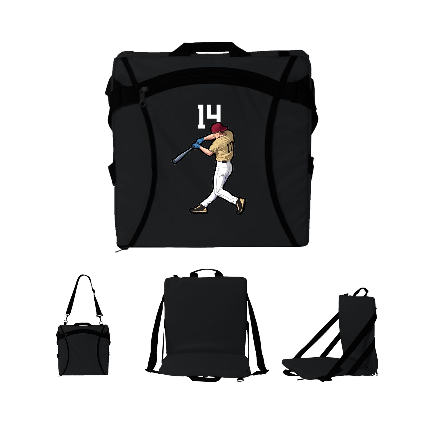 Folding Stadium Seat — Number Top in Black