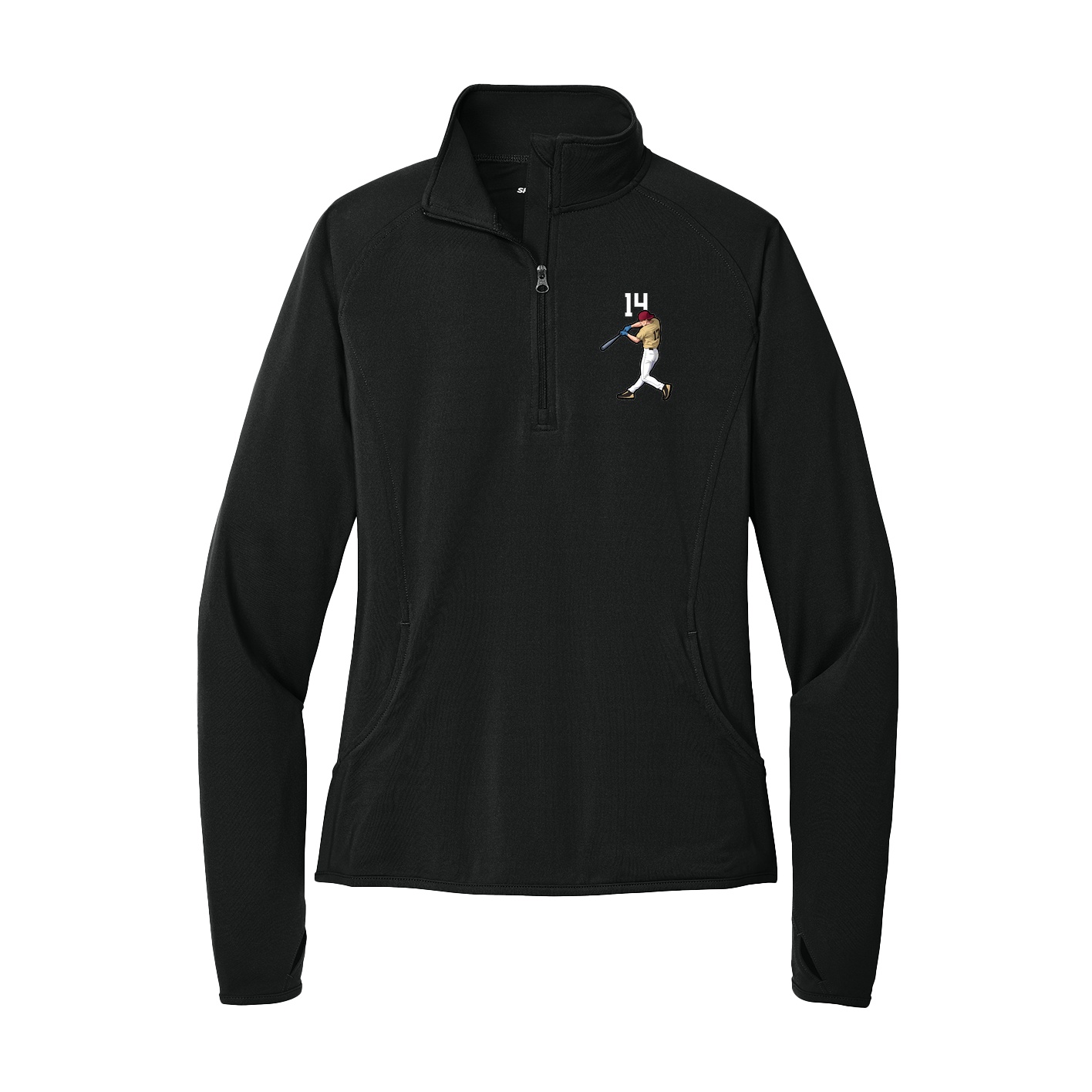 Women's Q-Zip Pullover — Number Top in Black
