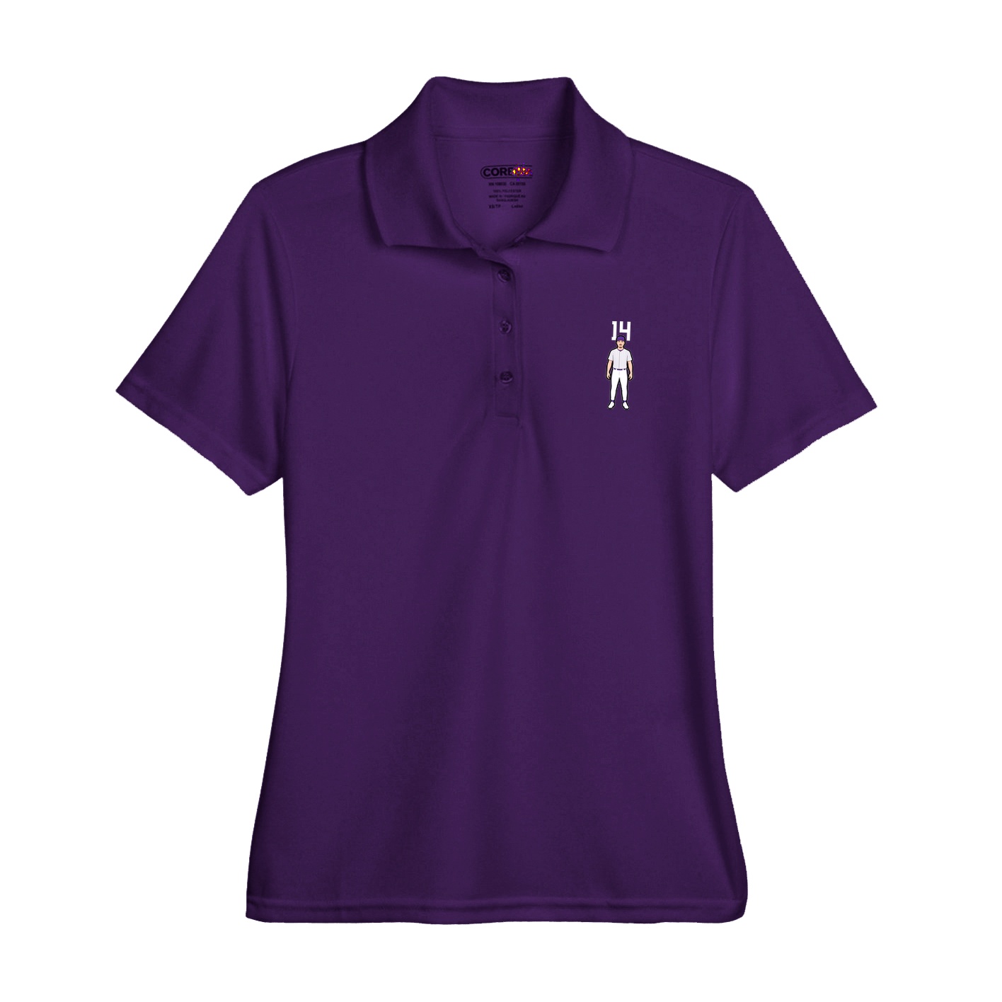 Womens Performance Polo — Number Top in Purple