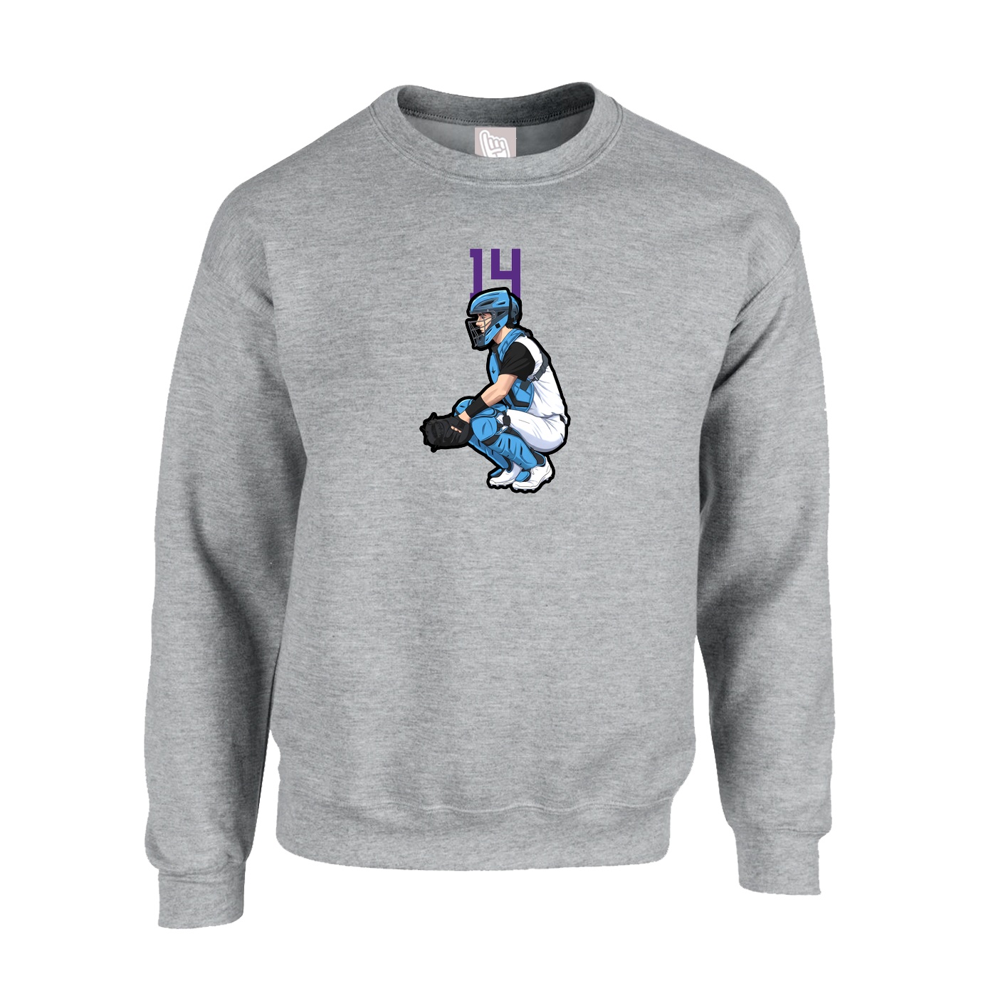 Fleece Crew — Number Top in Grey