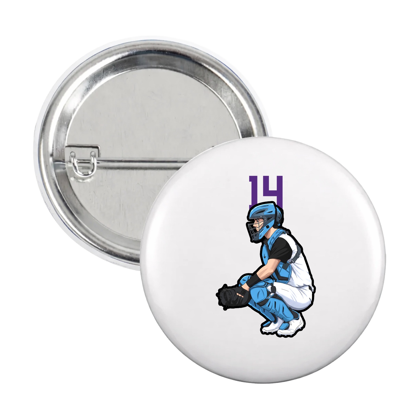 Game Day Button — Number Top in White