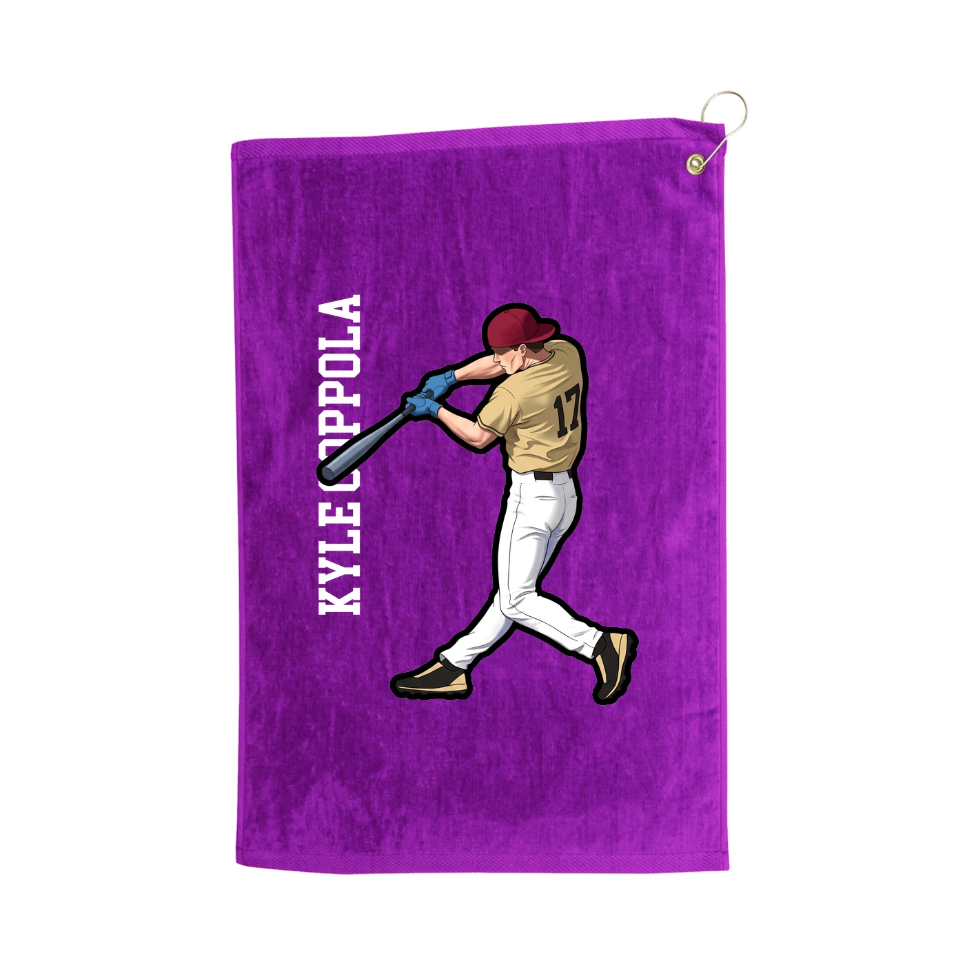 Golf Towel — Name Vertical in Purple