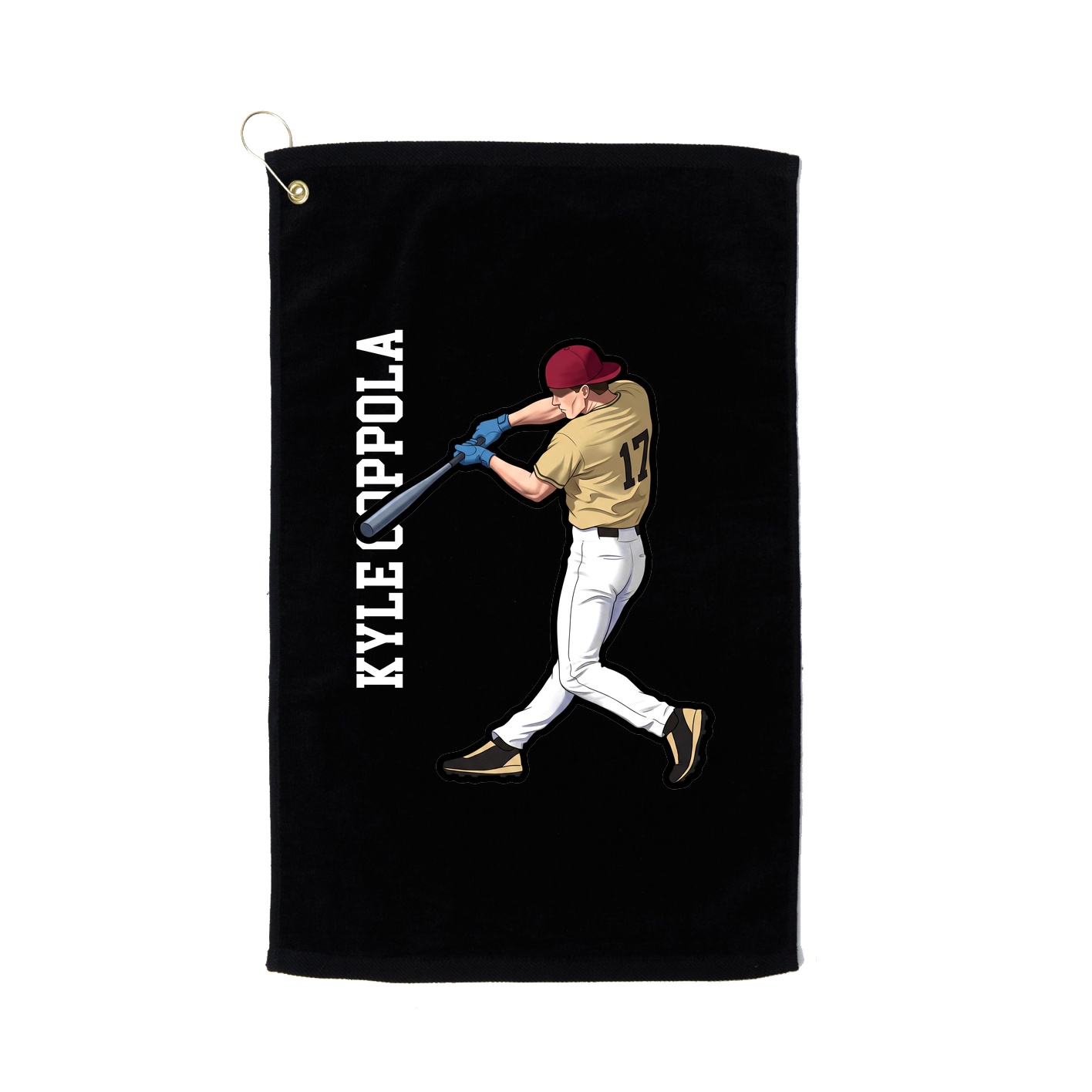 Golf Towel — Name Vertical in Black
