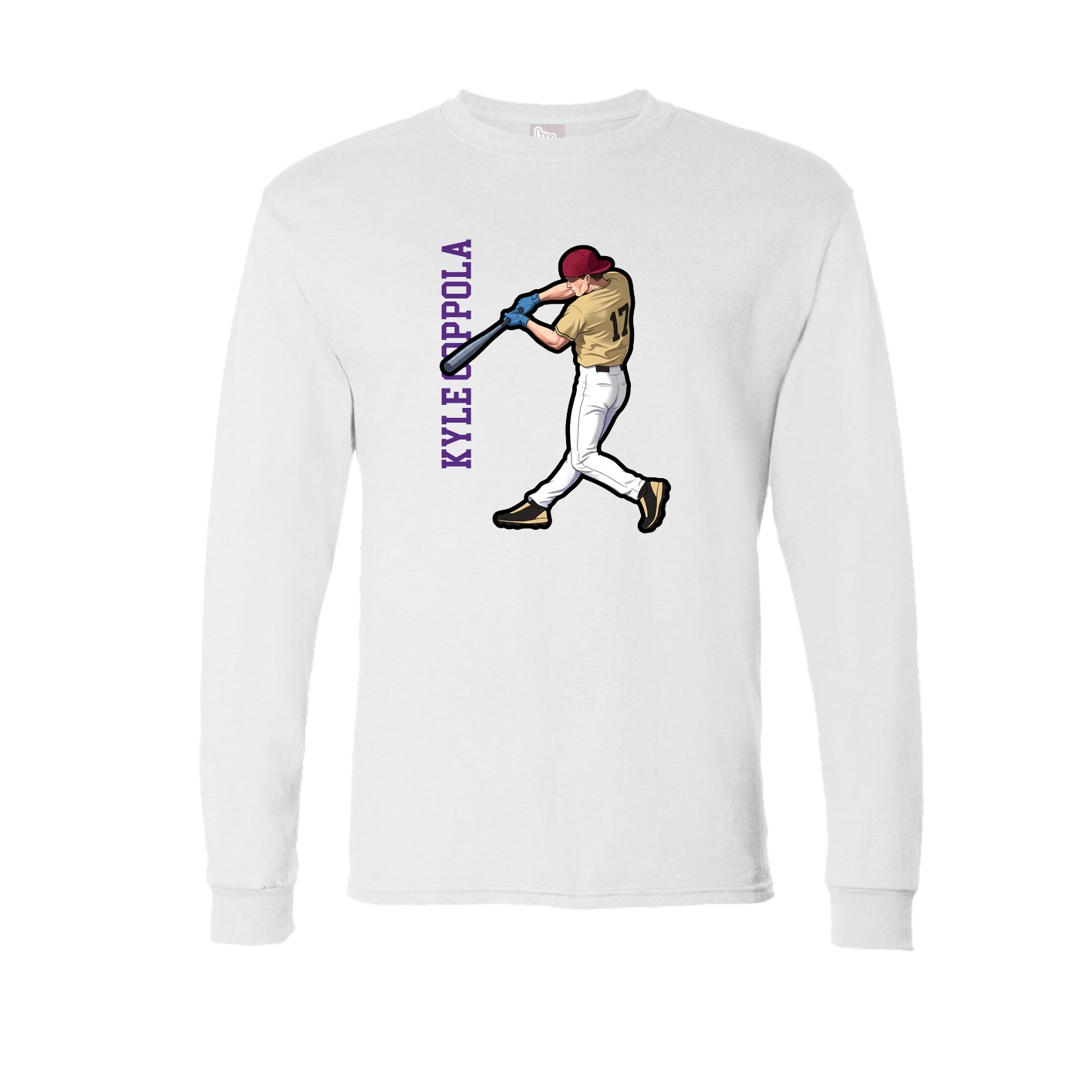 Long Sleeve Tee — Name Vertical in White