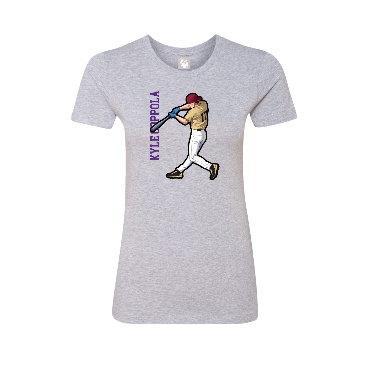 Fitted Women's Tee — Name Vertical in Grey