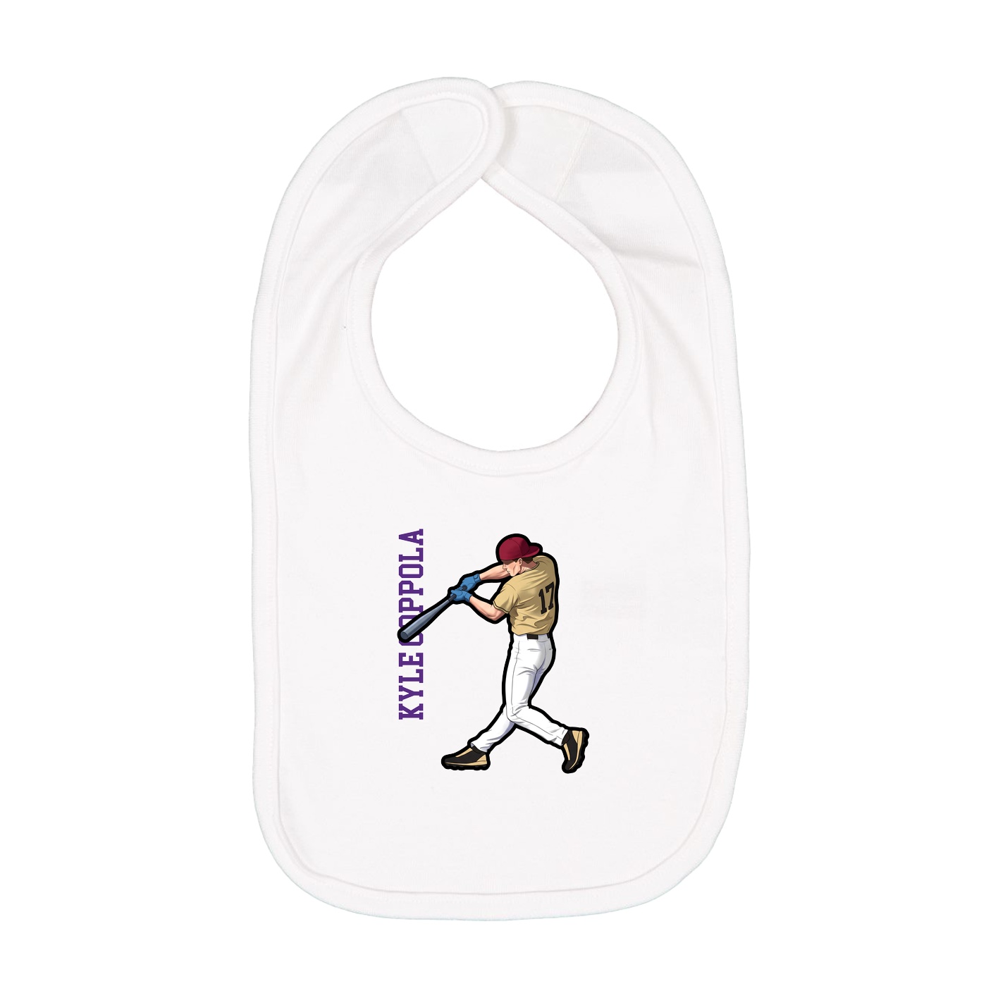 Infant Bib — Name Vertical in White
