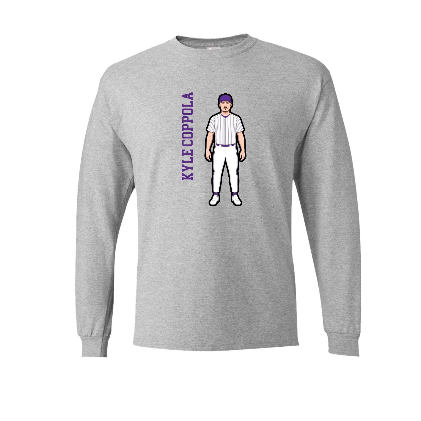 Long Sleeve Tee — Name Vertical in Grey
