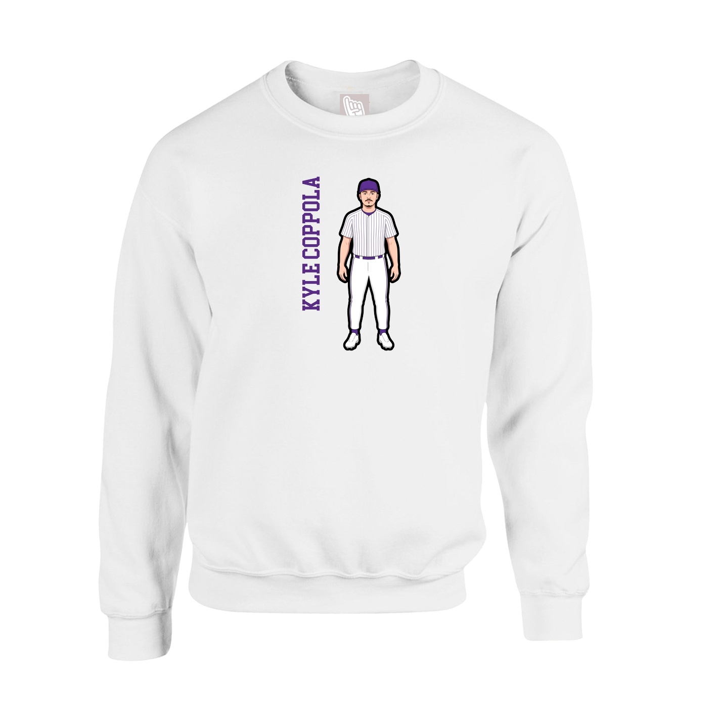 Fleece Crew — Name Vertical in White