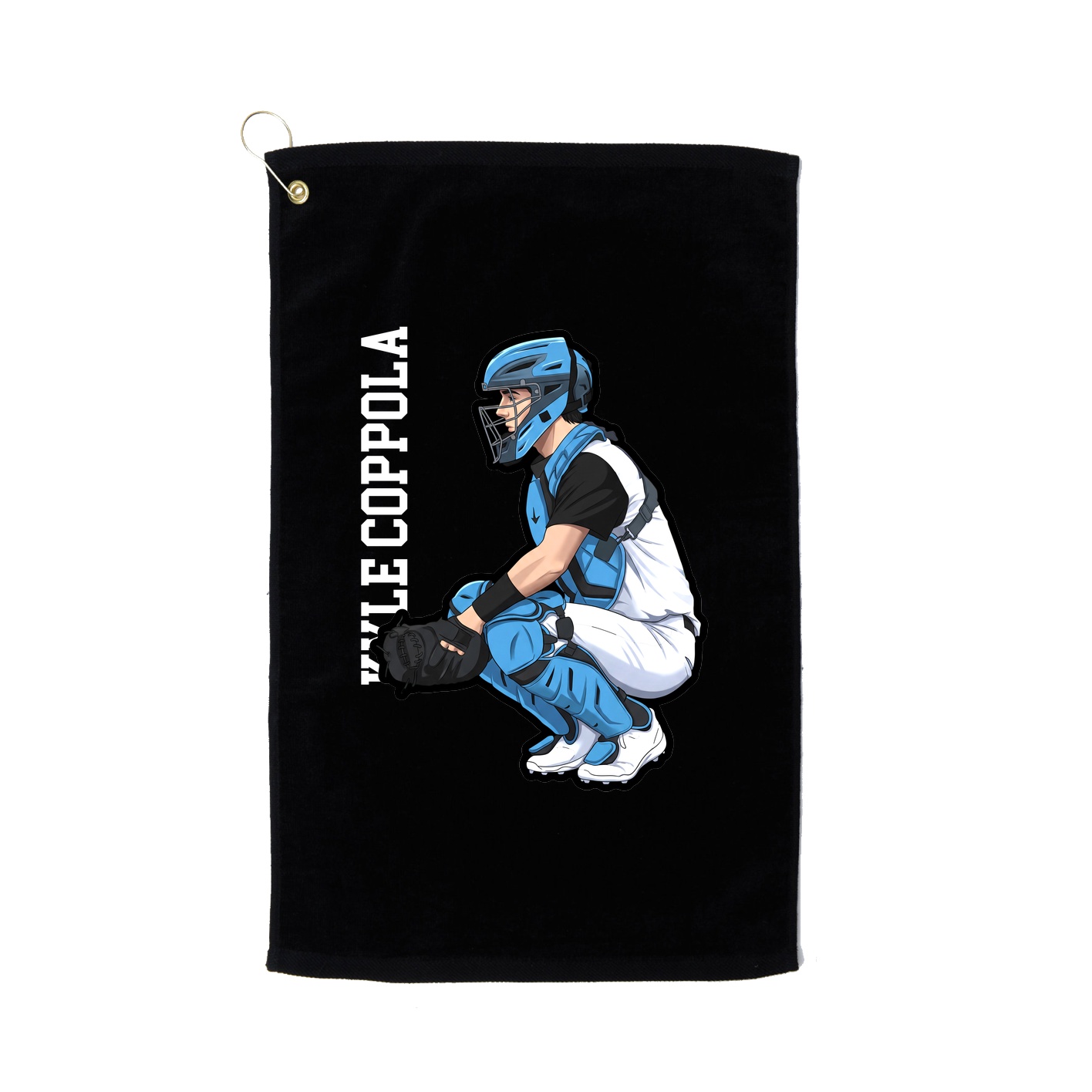 Golf Towel — Name Vertical in Black