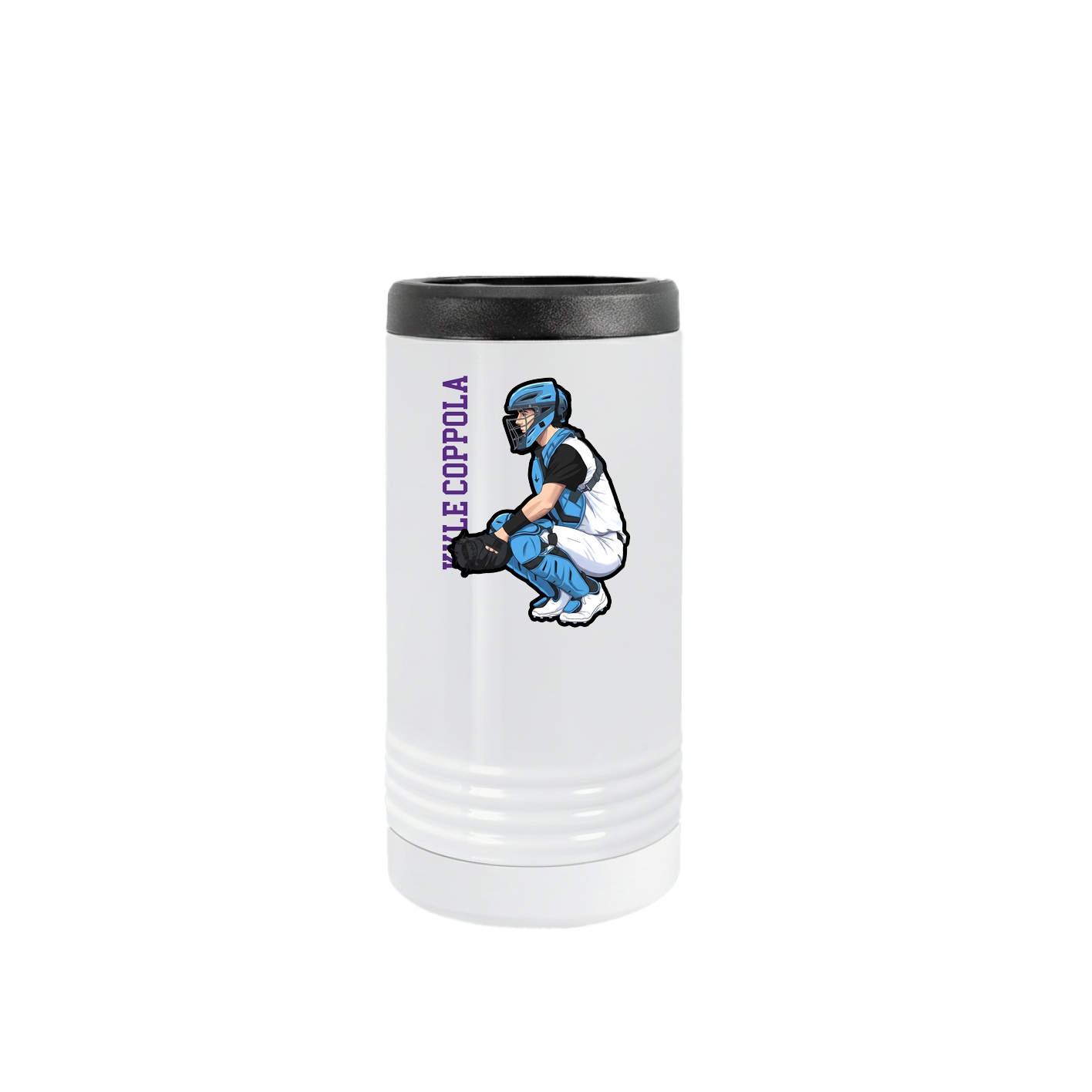 Slim Beverage Holder — Name Vertical in White