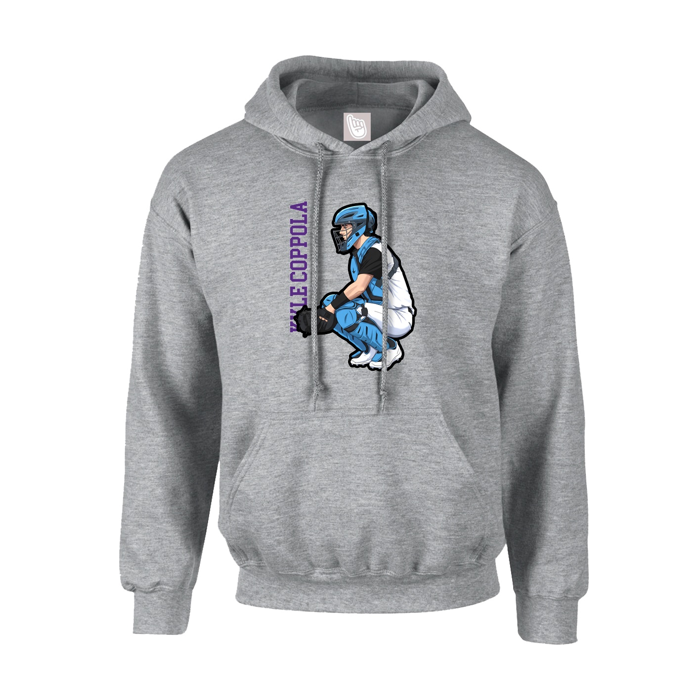 Hoodie — Name Vertical in Grey
