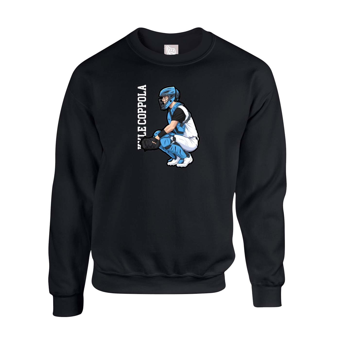 Fleece Crew — Name Vertical in Black