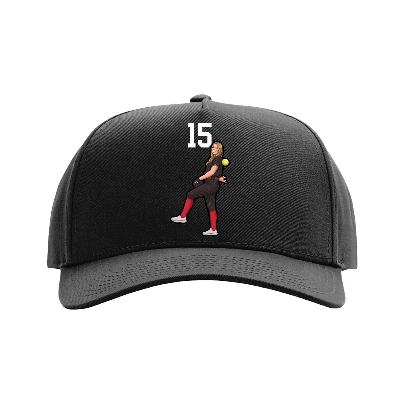 Full Fabric Five-Panel Champ Cap — Number Top in Black