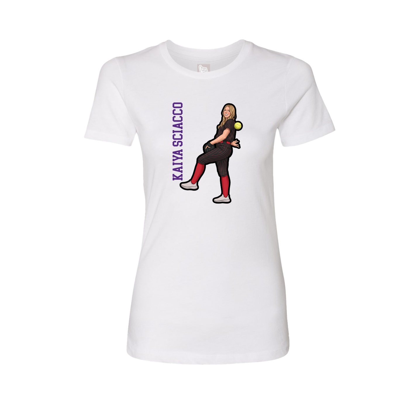 Womens Tee — Name Vertical in White