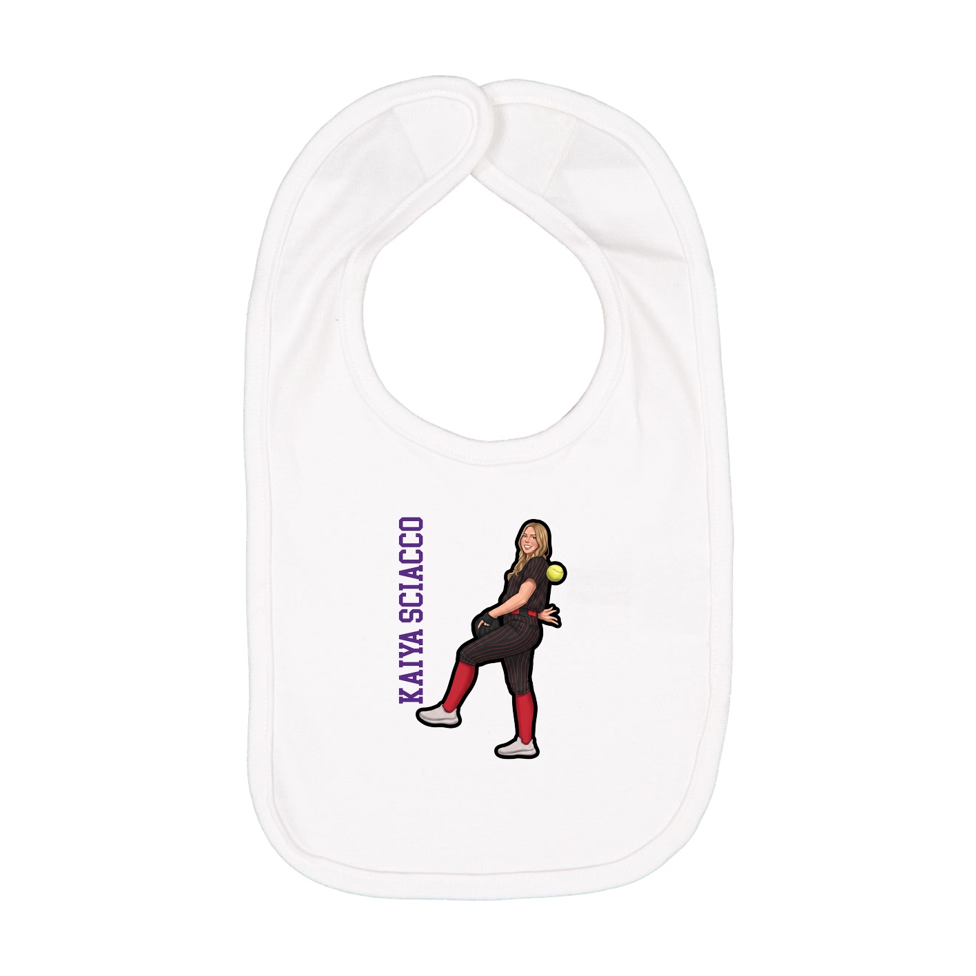 Infant Bib — Name Vertical in White