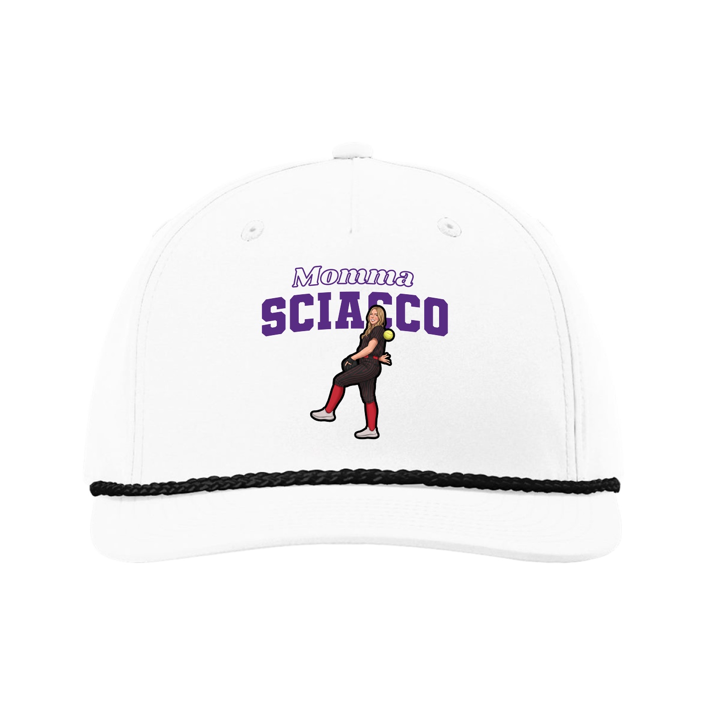 Five-Panel Classic Rope Cap — Mothers Day Block in White
