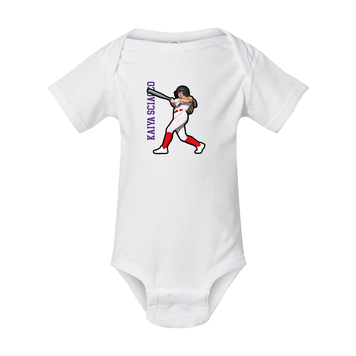 Baby Onesie — Name Vertical in White