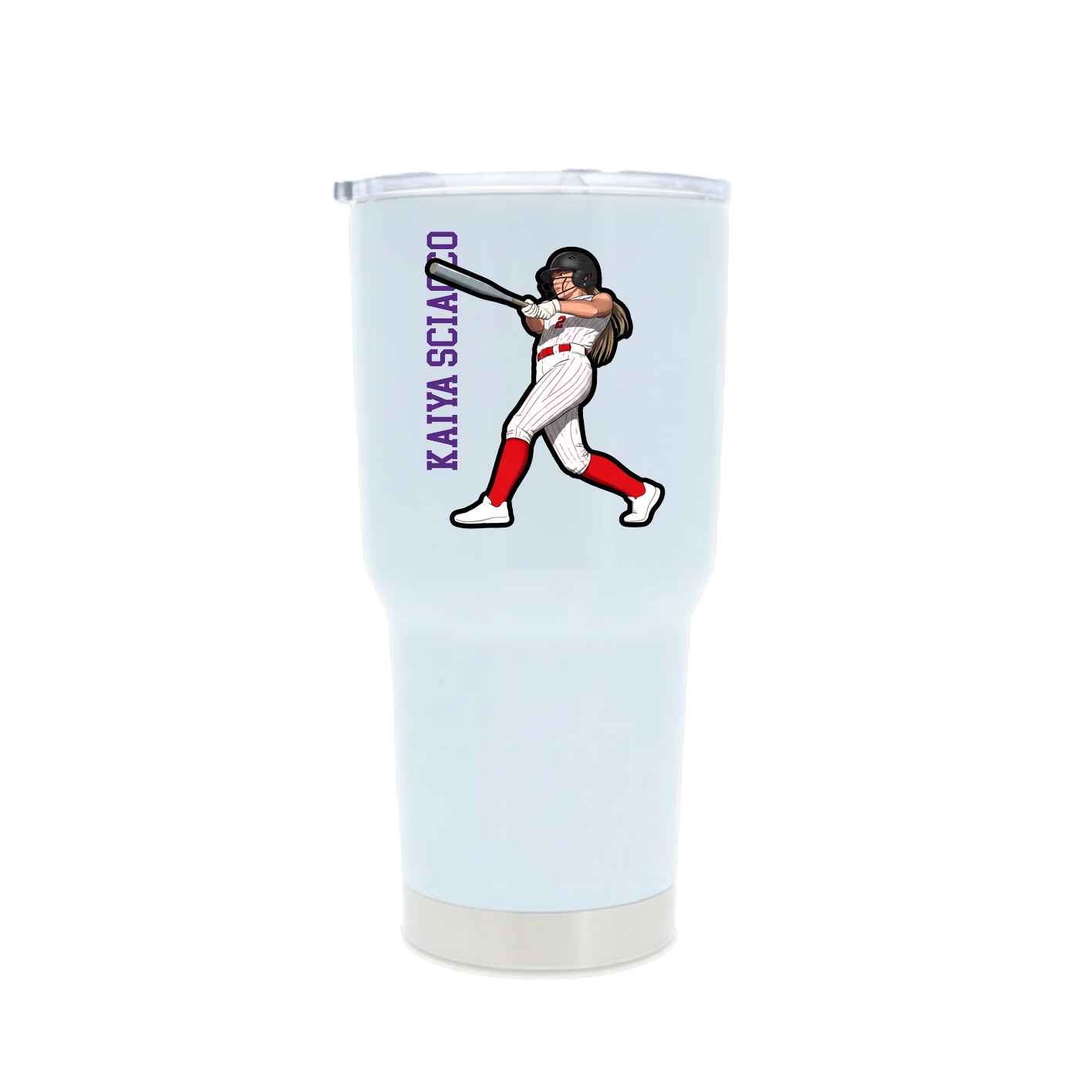 30oz Stainless Steel Tumbler — Name Vertical in White
