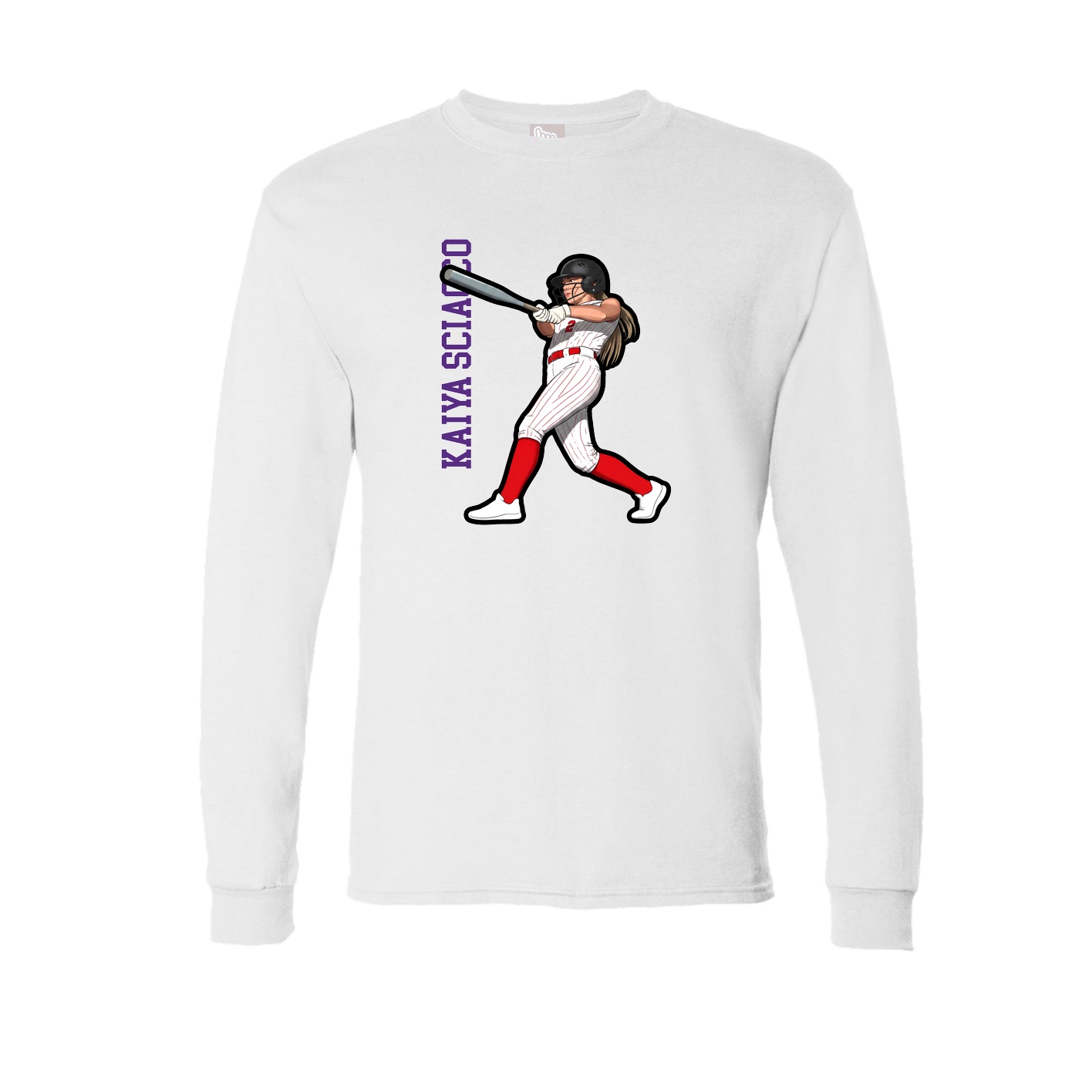 Long Sleeve Tee — Name Vertical in White