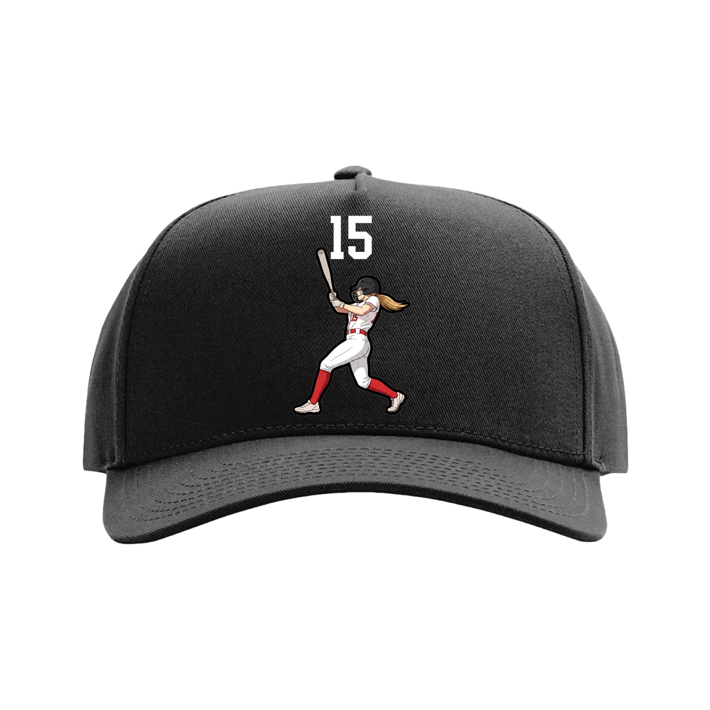 Full Fabric Five-Panel Champ Cap — Number Top in Black