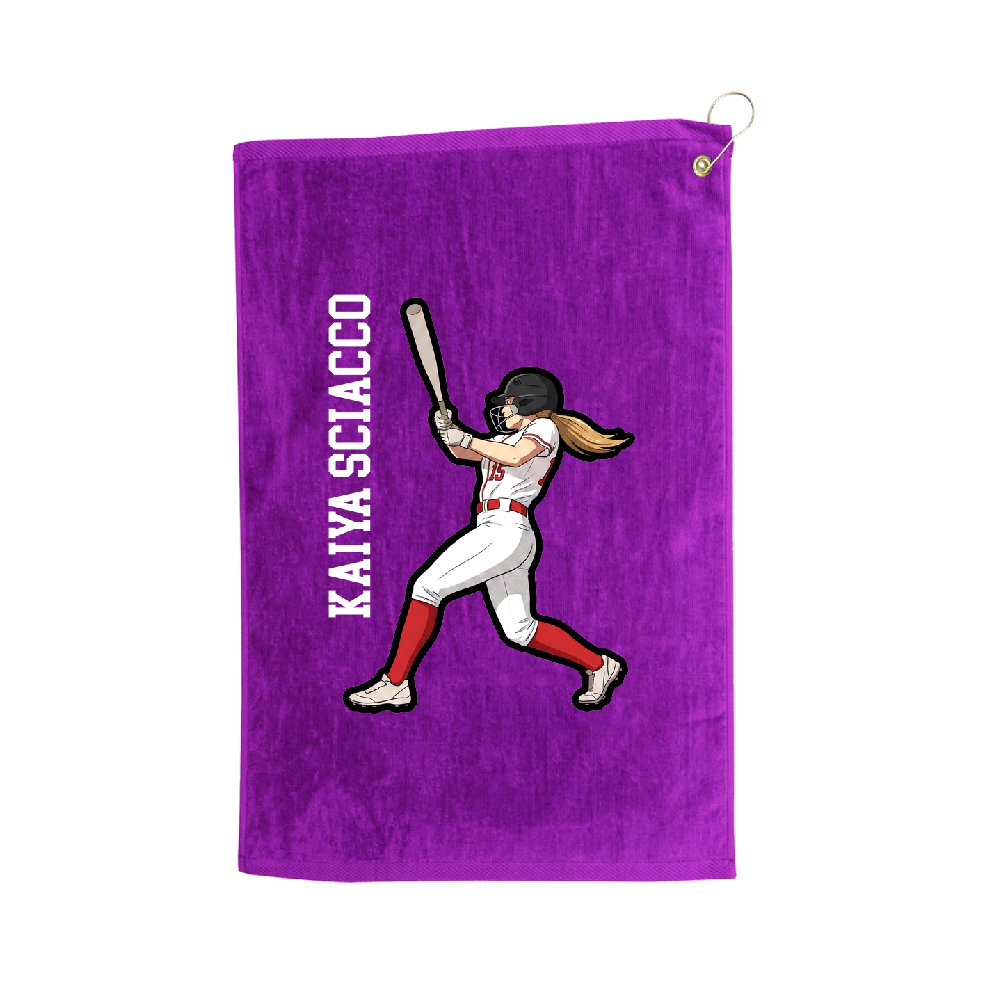 Golf Towel — Name Vertical in Purple