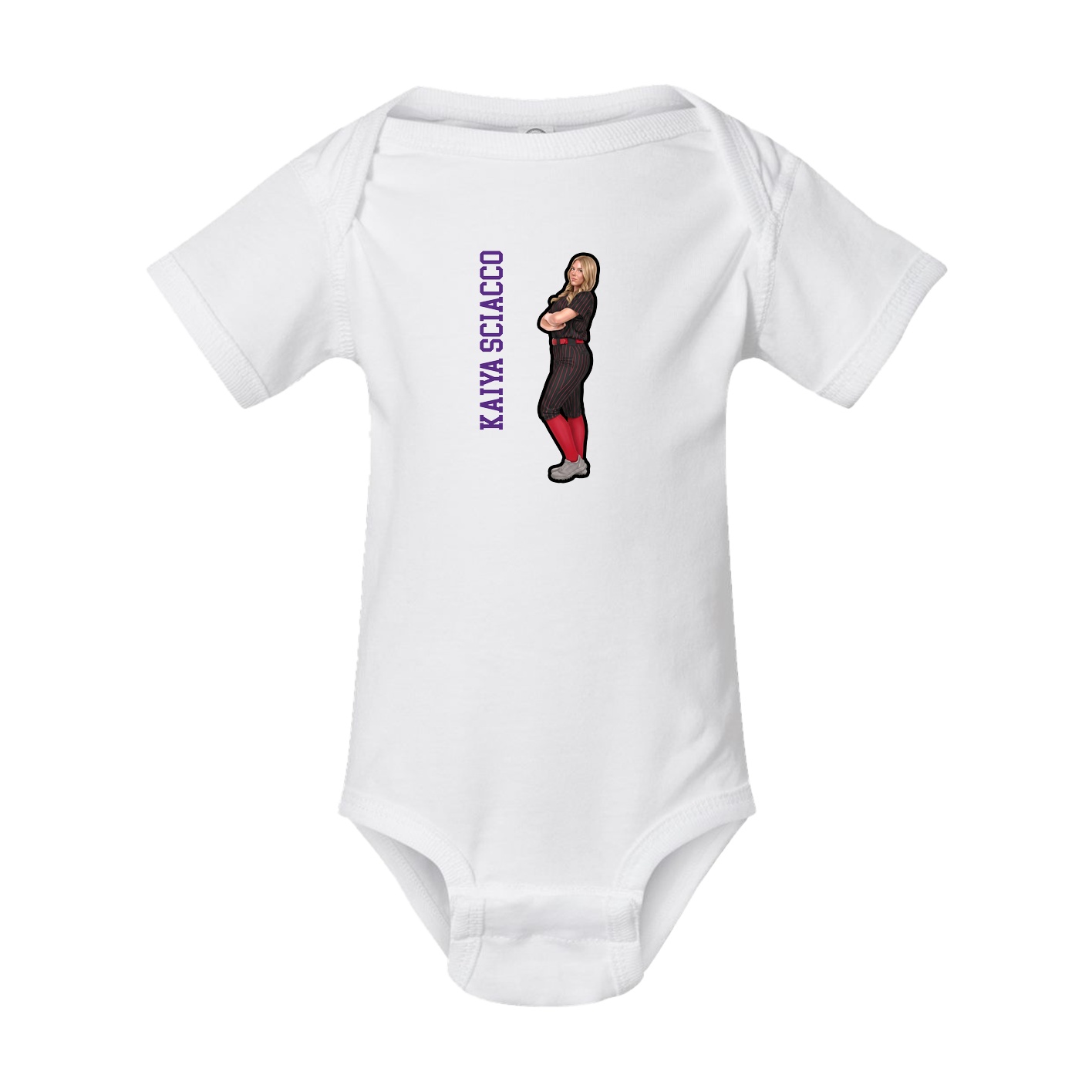 Baby Onesie — Name Vertical in White