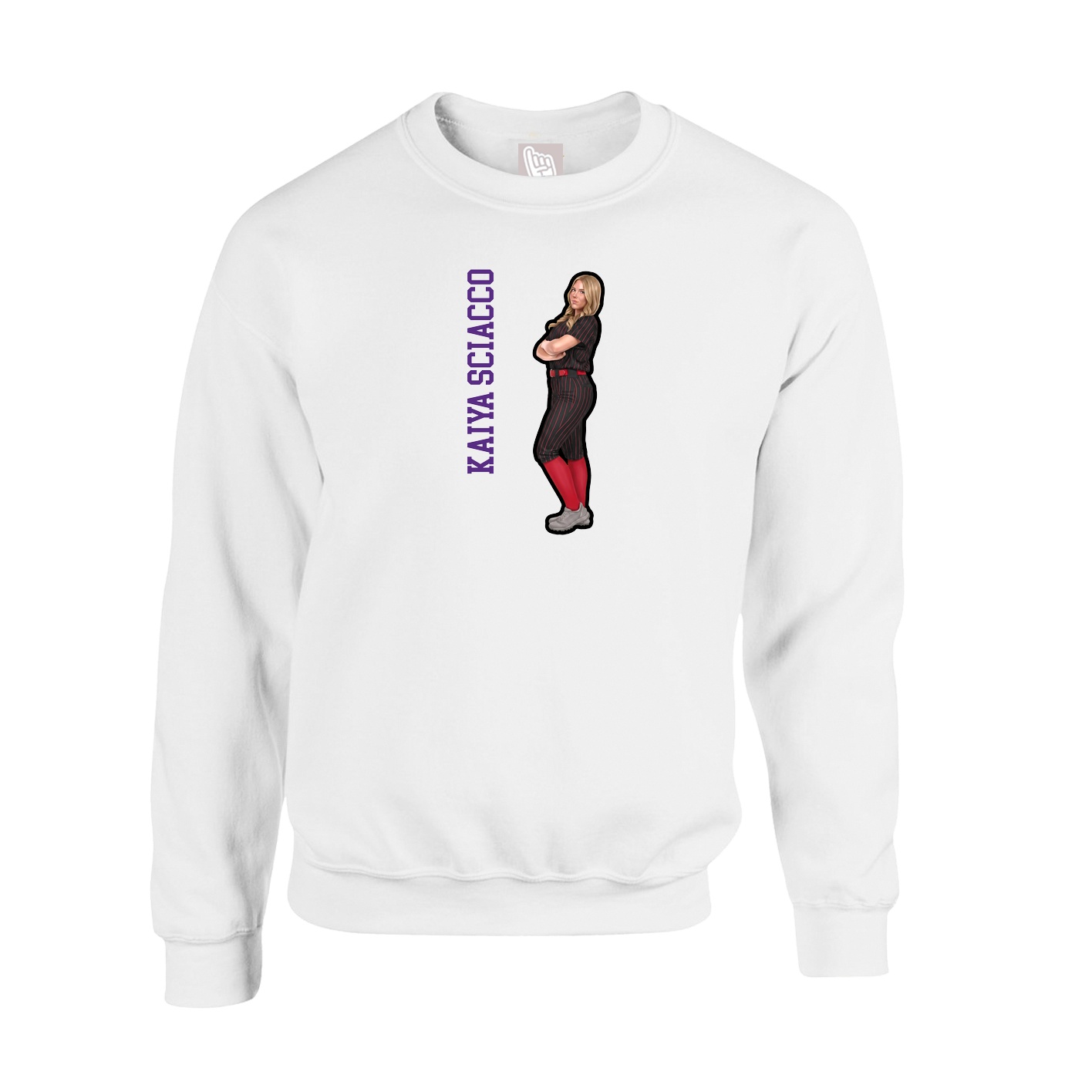 Fleece Crew — Name Vertical in White