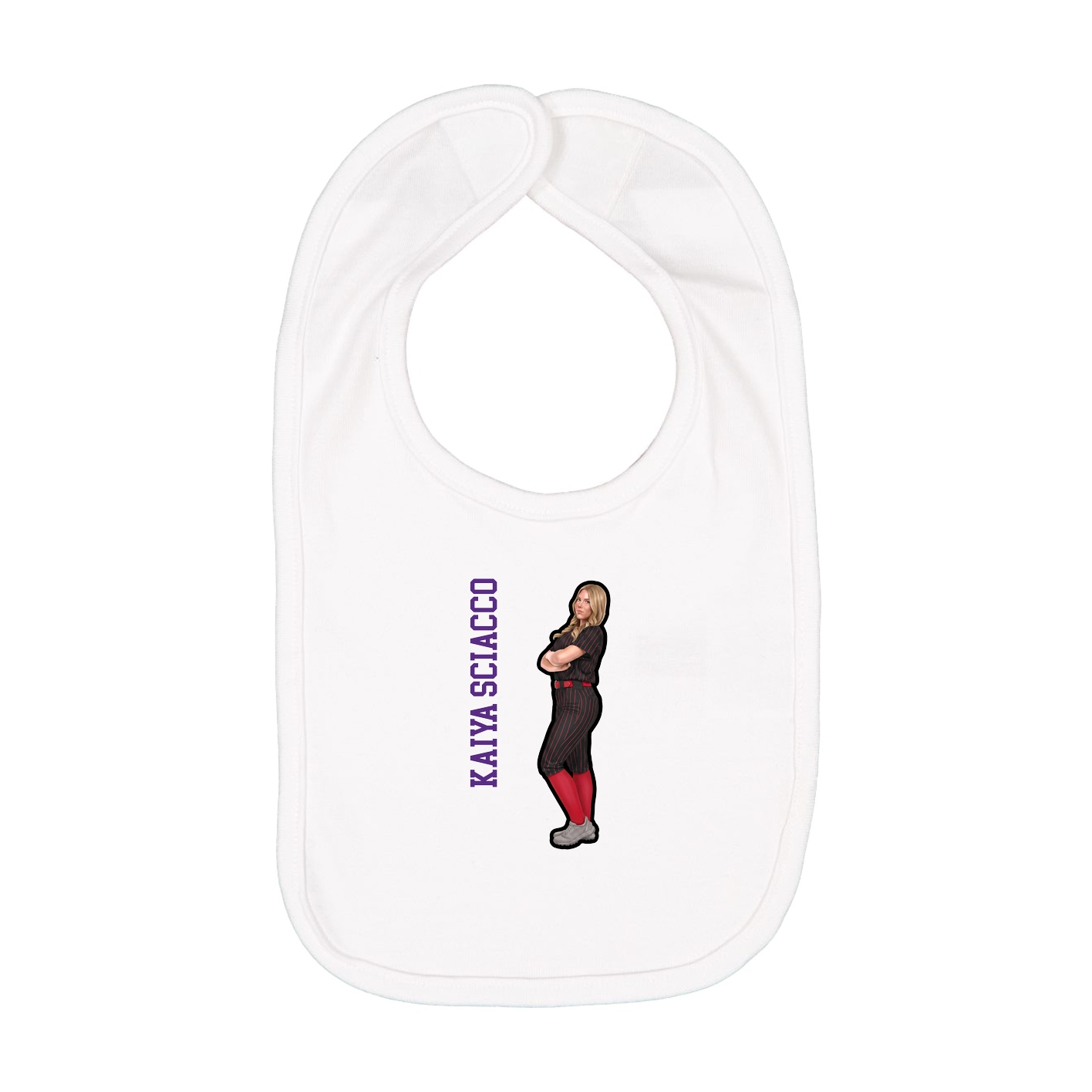 Infant Bib — Name Vertical in White