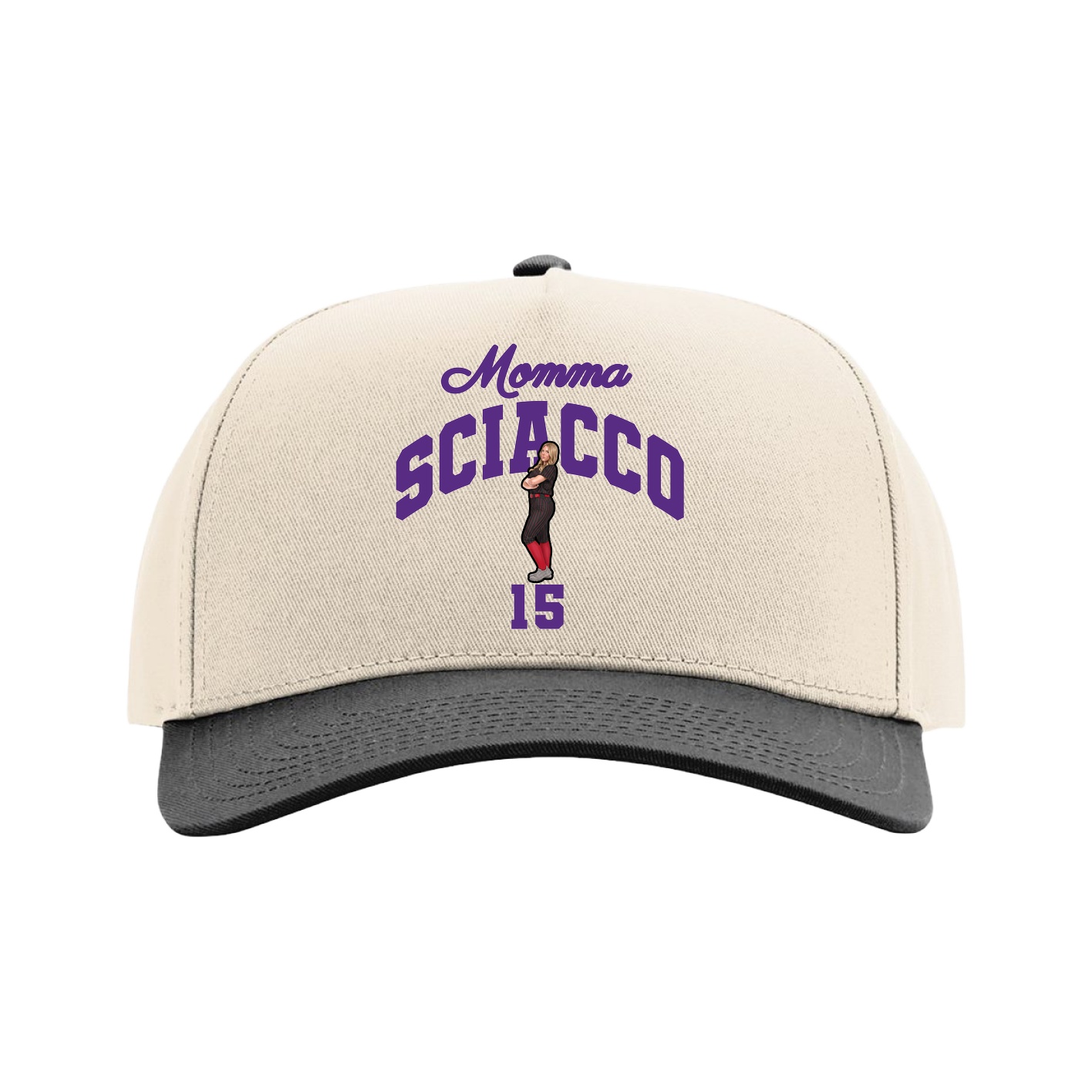 Full Fabric Five-Panel Champ Cap — Mothers Day Arch in Cream/Black