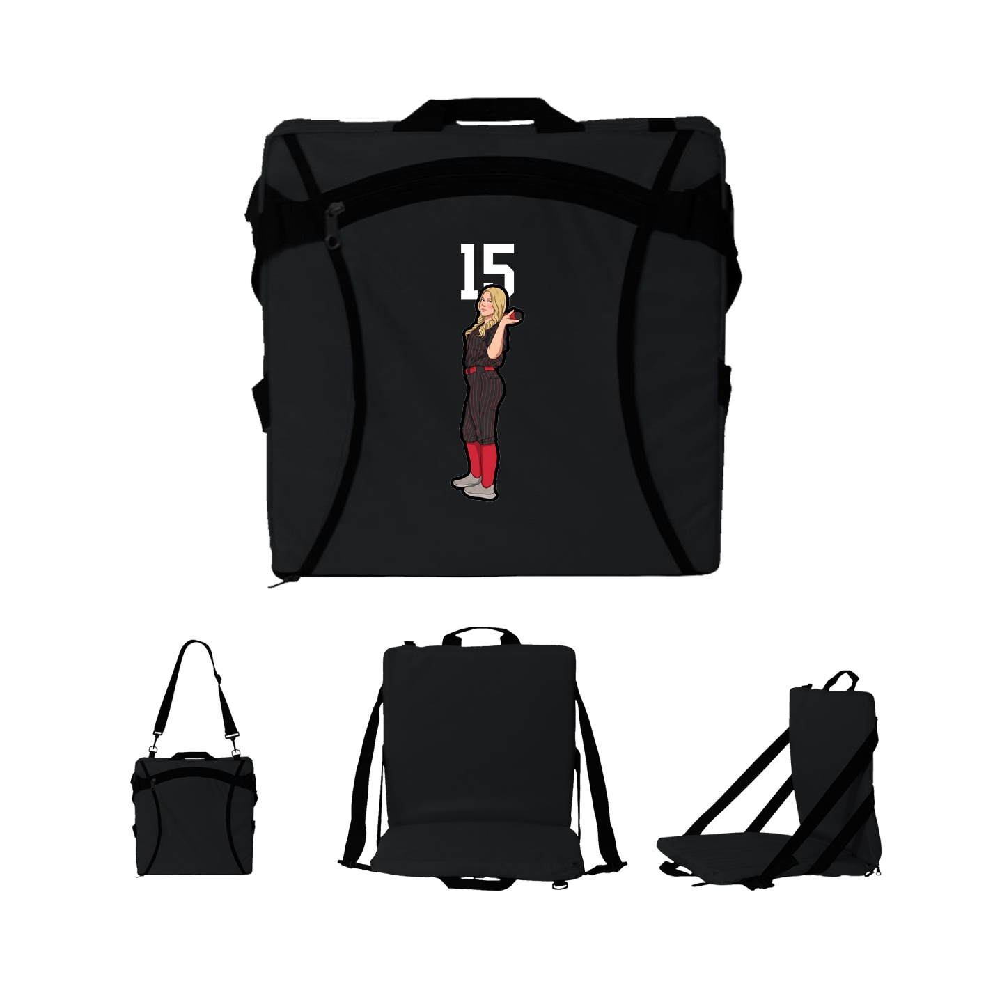 Folding Stadium Seat — Number Top in Black
