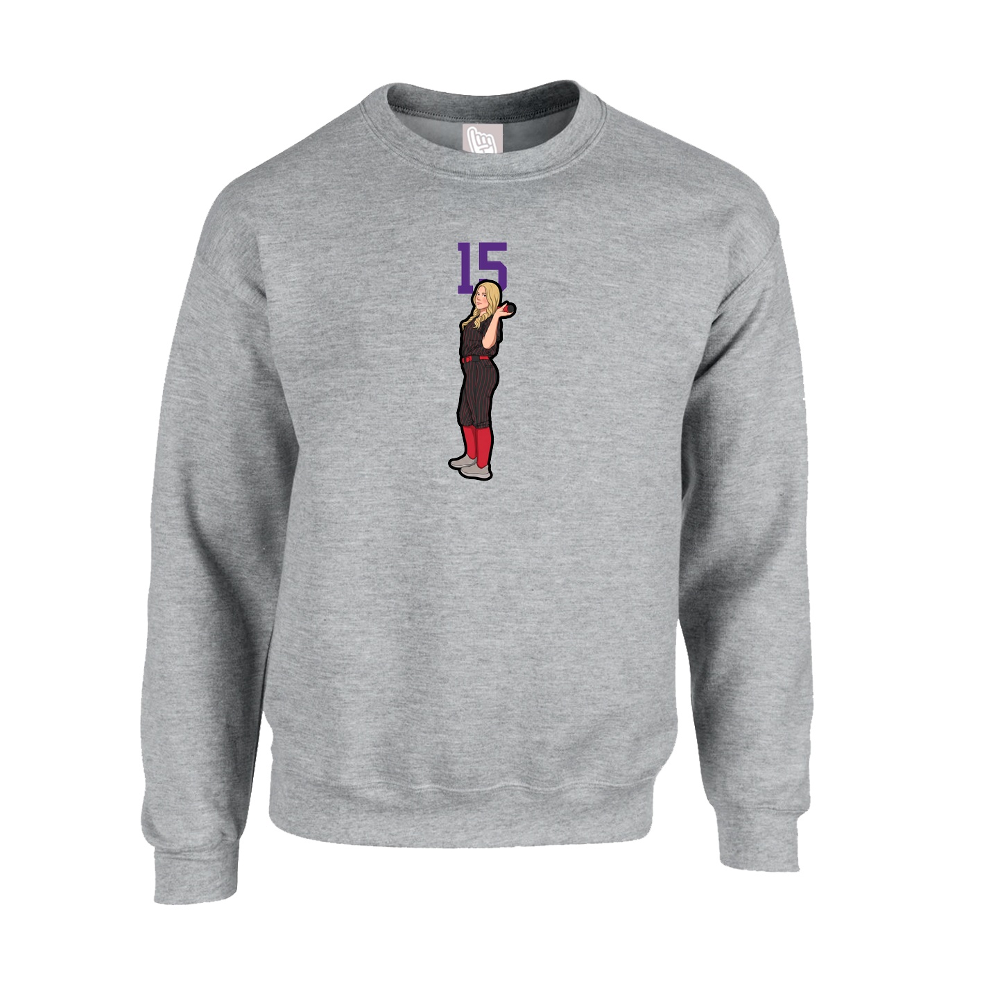 Fleece Crew — Number Top in Grey