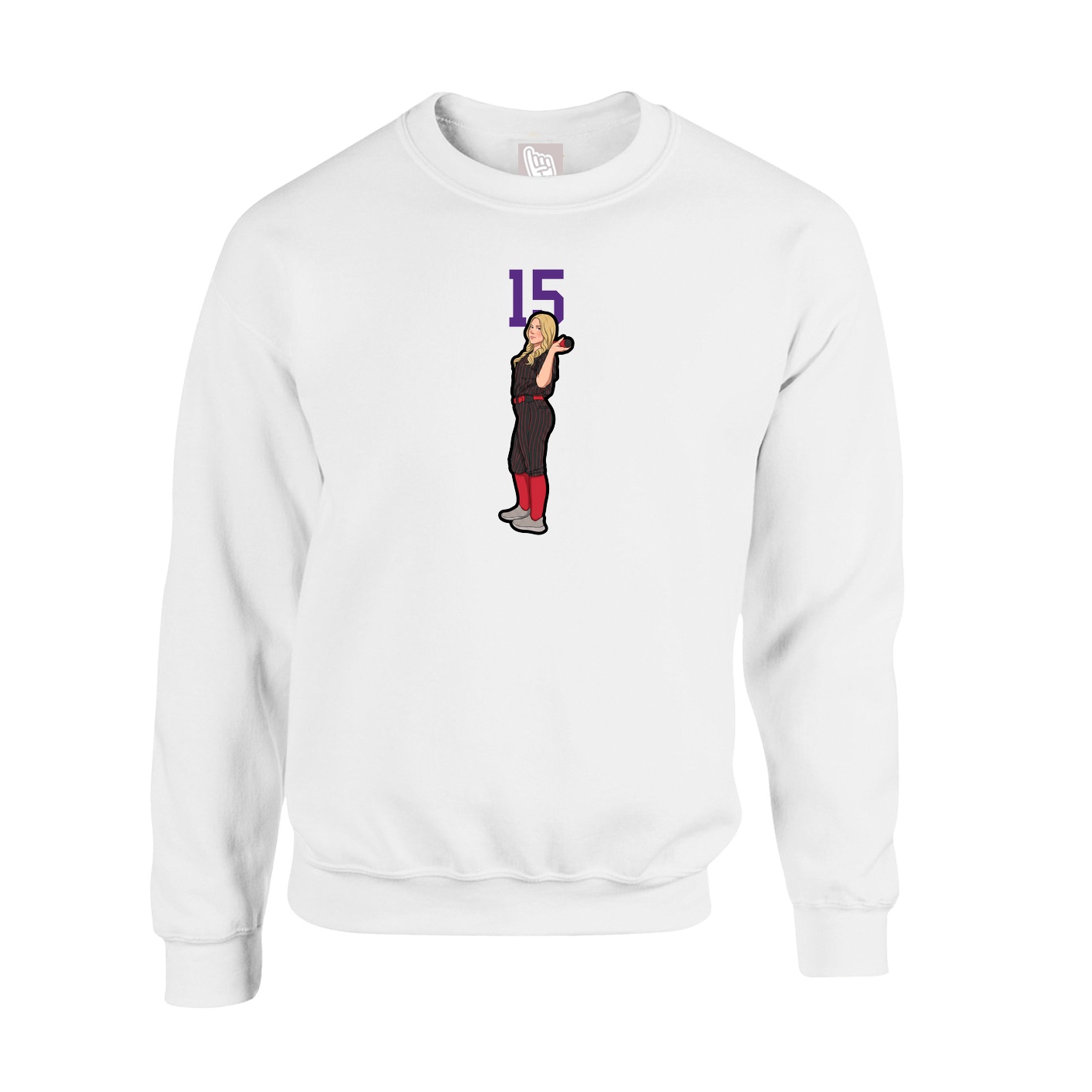 Fleece Crew — Number Top in White