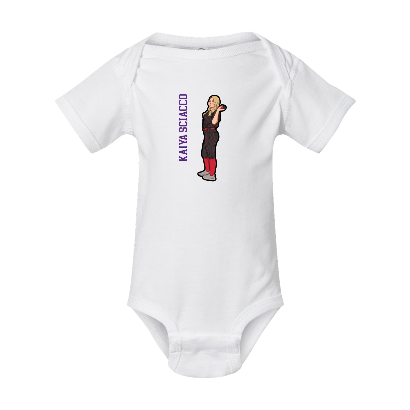 Baby Onesie — Name Vertical in White