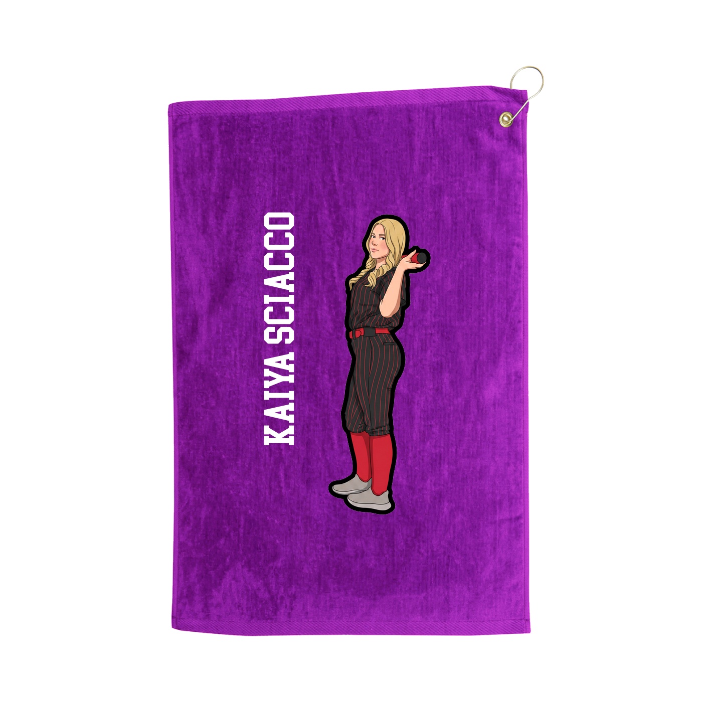 Golf Towel — Name Vertical in Purple