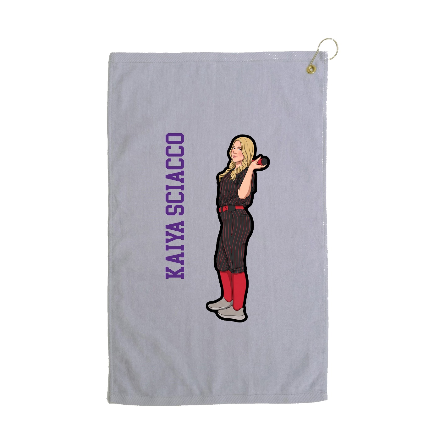 Golf Towel — Name Vertical in Grey
