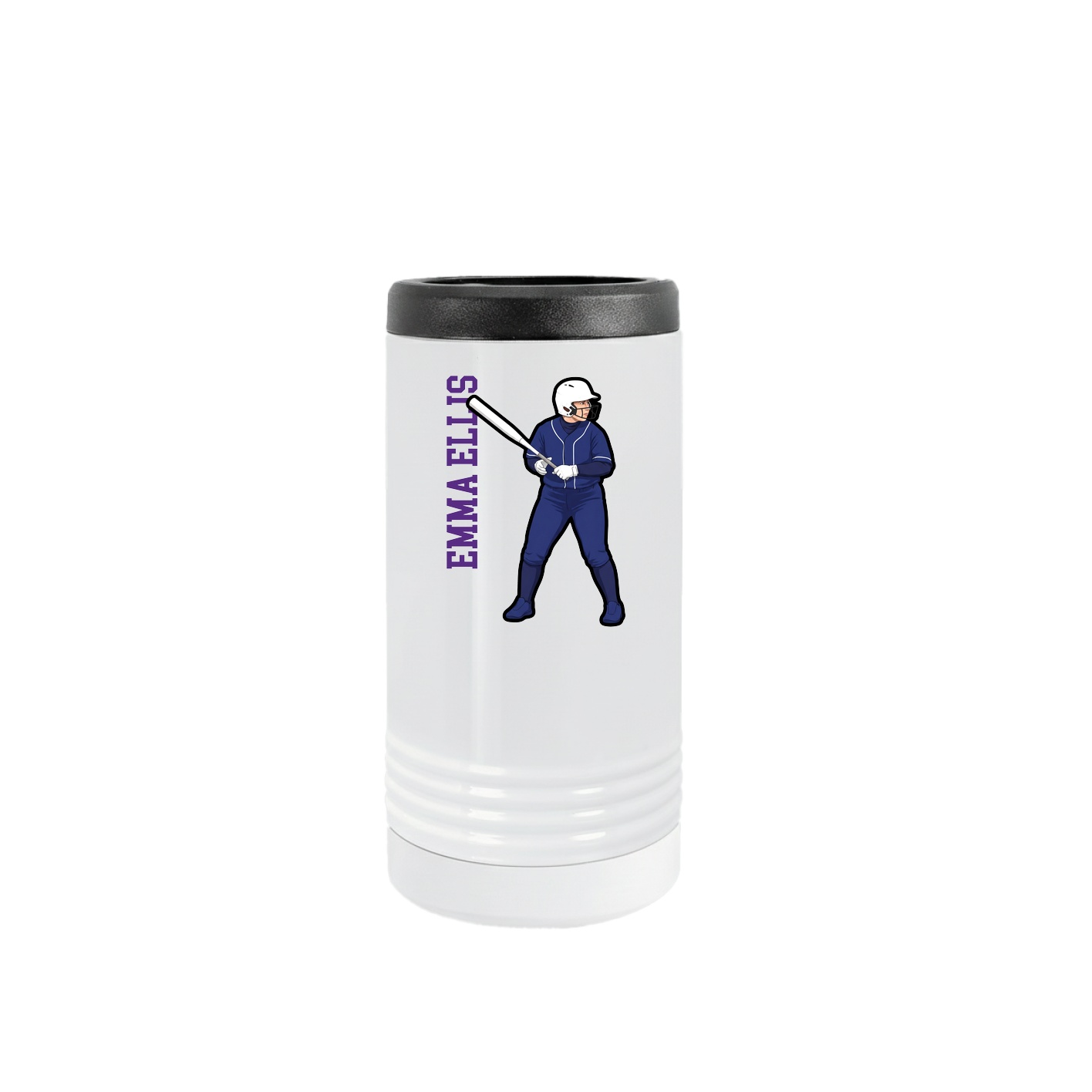 Slim Beverage Holder — Name Vertical in White