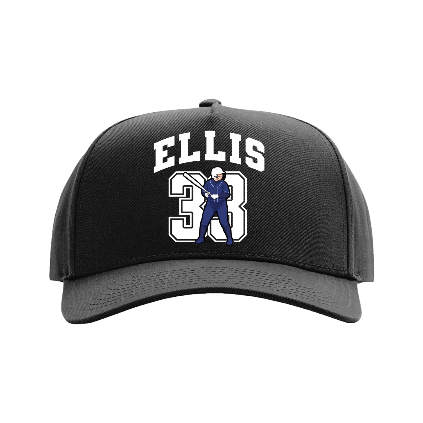Full Fabric Five-Panel Champ Cap — Number in Black