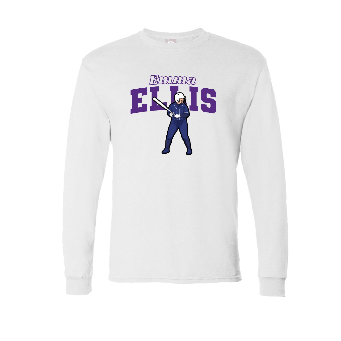 Long Sleeve Tee — Name Arch in White